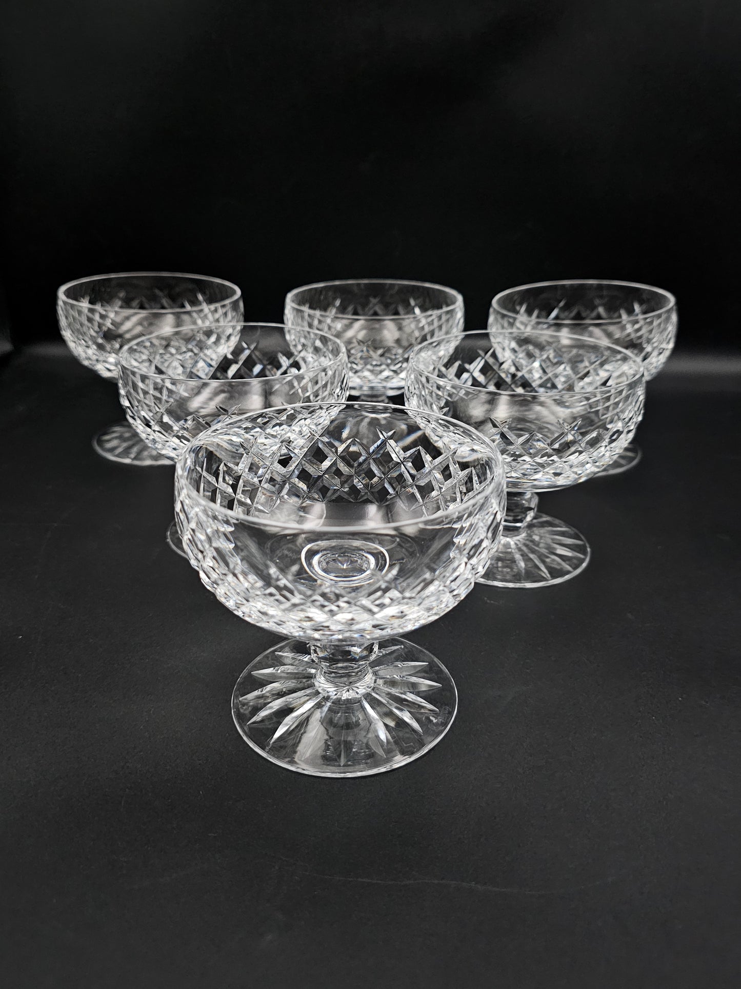 Waterford Crystal Boyne Pattern set of 6 Crystal dessert or starter bowls.