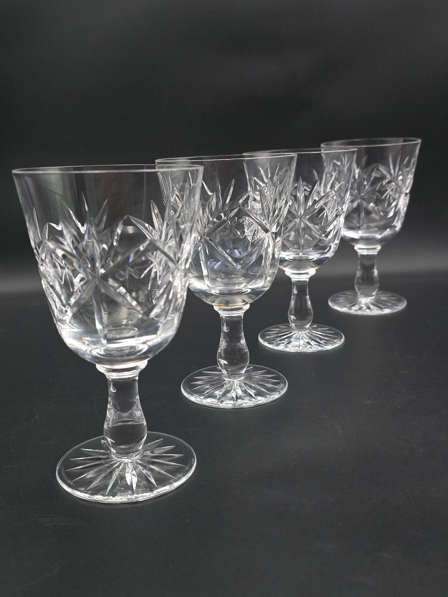 Set of 4* Large Vintage Crystal wine glasses. 250ml
