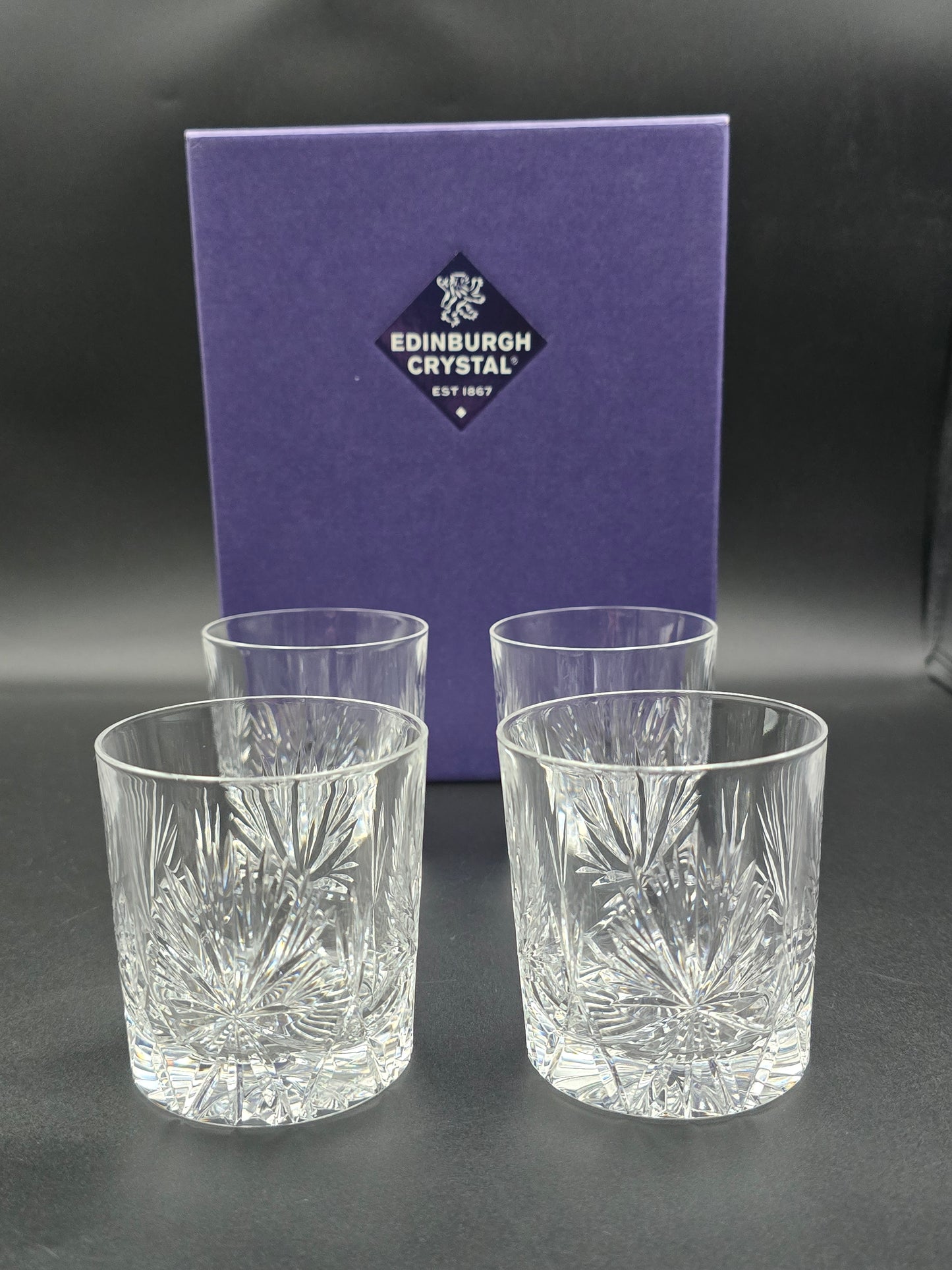 Set of 4 Edinburgh Crystal Star of Edinburgh pattern 7oz Tumblers