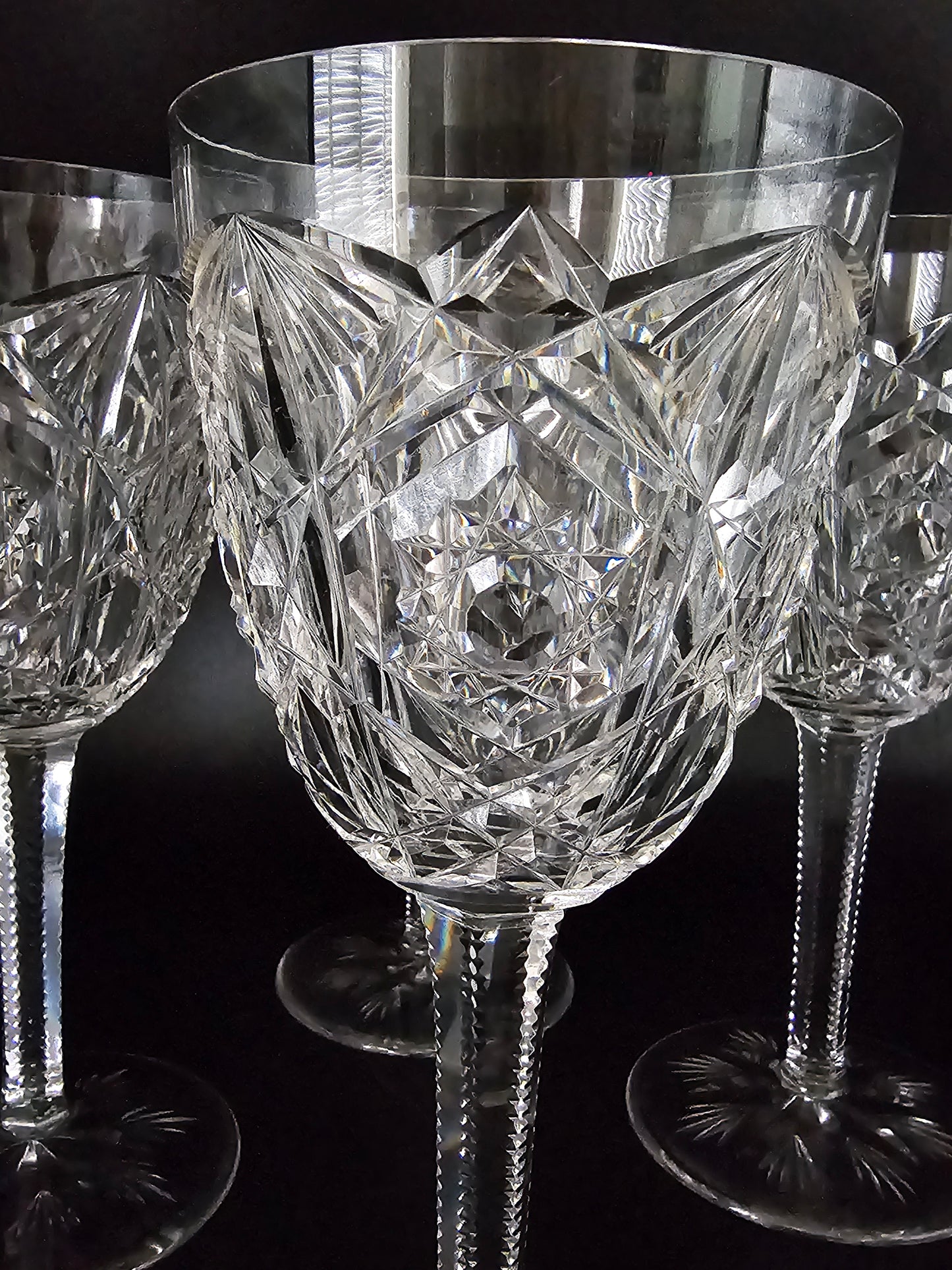 Stunning Baccarat Crystal Large Wine Glasses. 250ml Lagny Pattern. Set of 4.