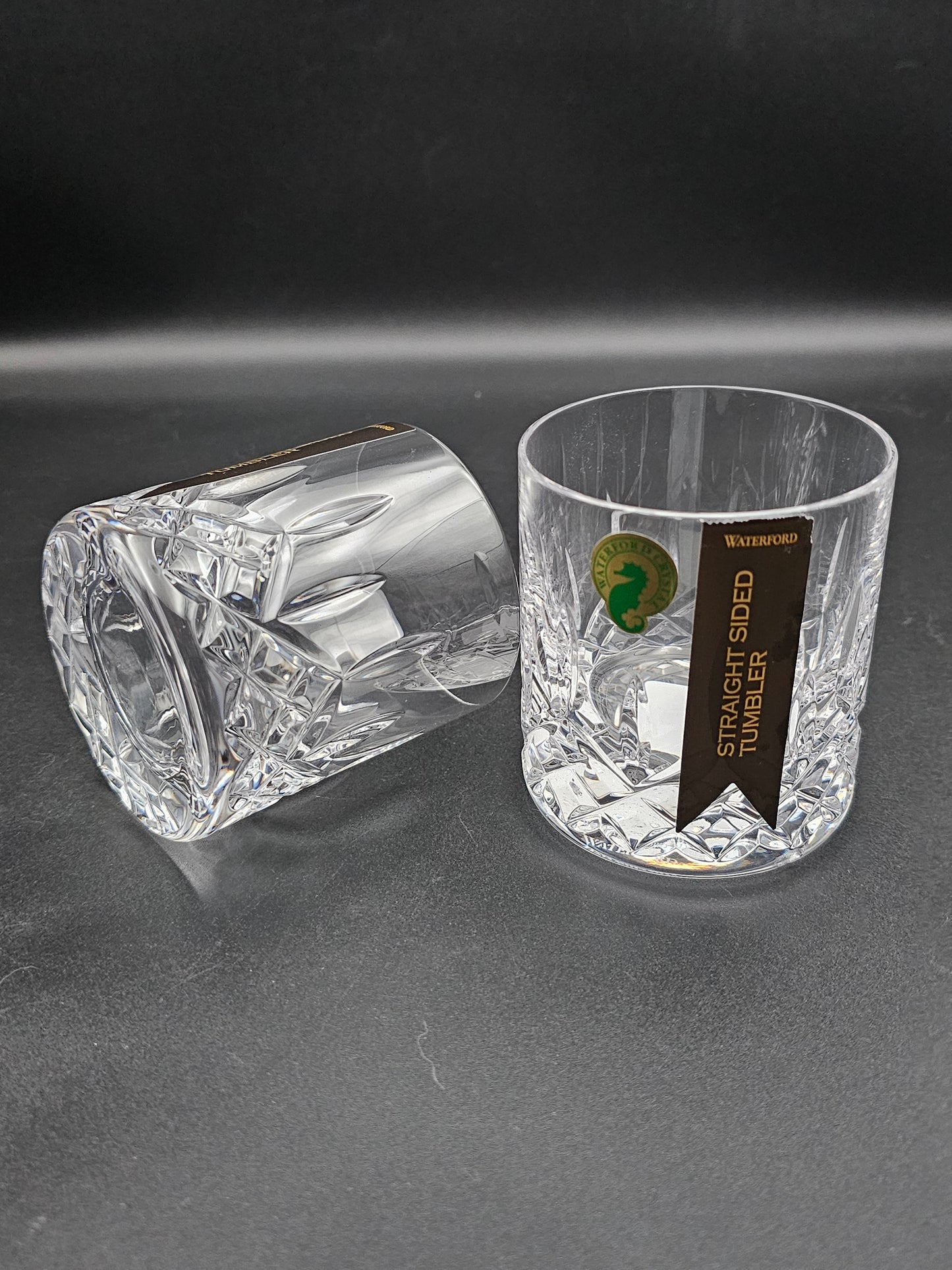 Waterford Crystal straight sided tumblers pair Lismore pattern. Boxed 7oz