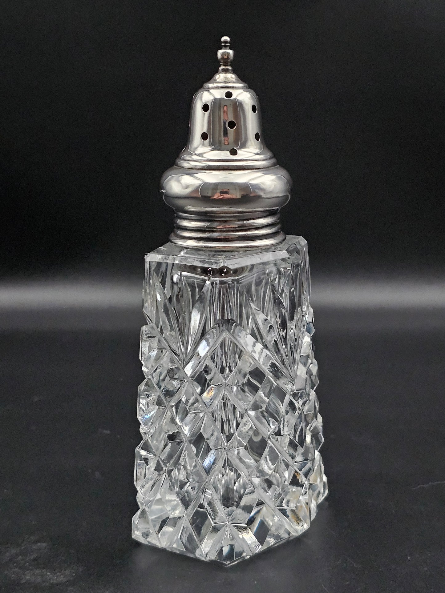 Silver topped Crystal Sugar shaker