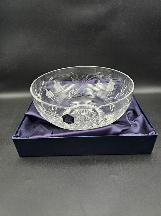 Stuart Crystal Cascade Pattern Crystal fruit or trifle Bowl 8" boxed