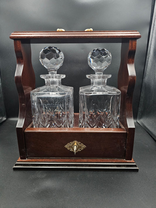 Twin Decanter Tantalus with lock & Key