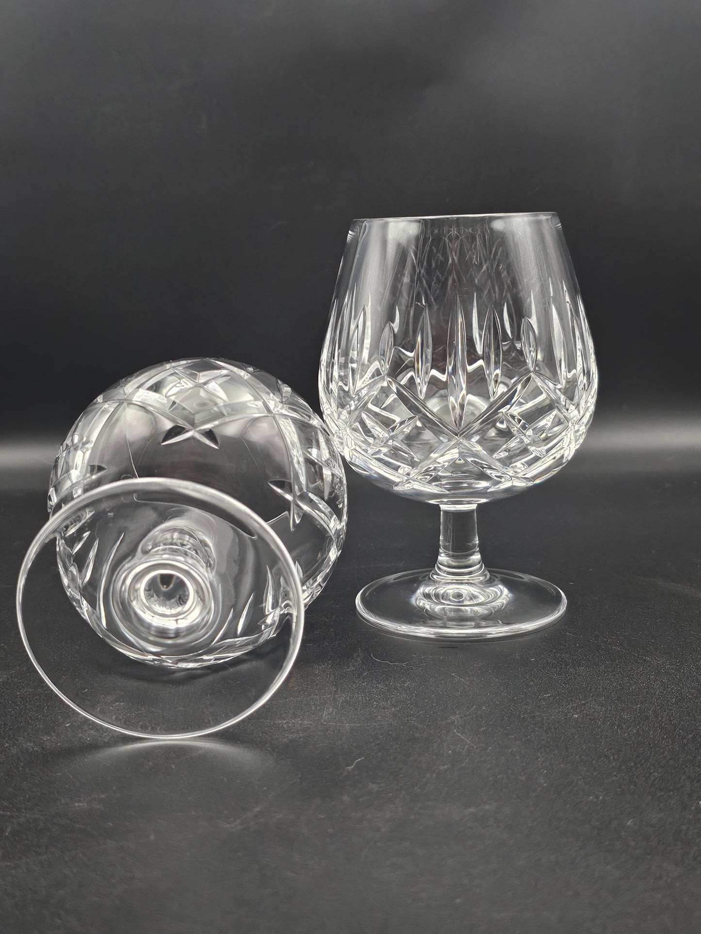 Pair of Crystal Cognac Brandy Glasses 11oz