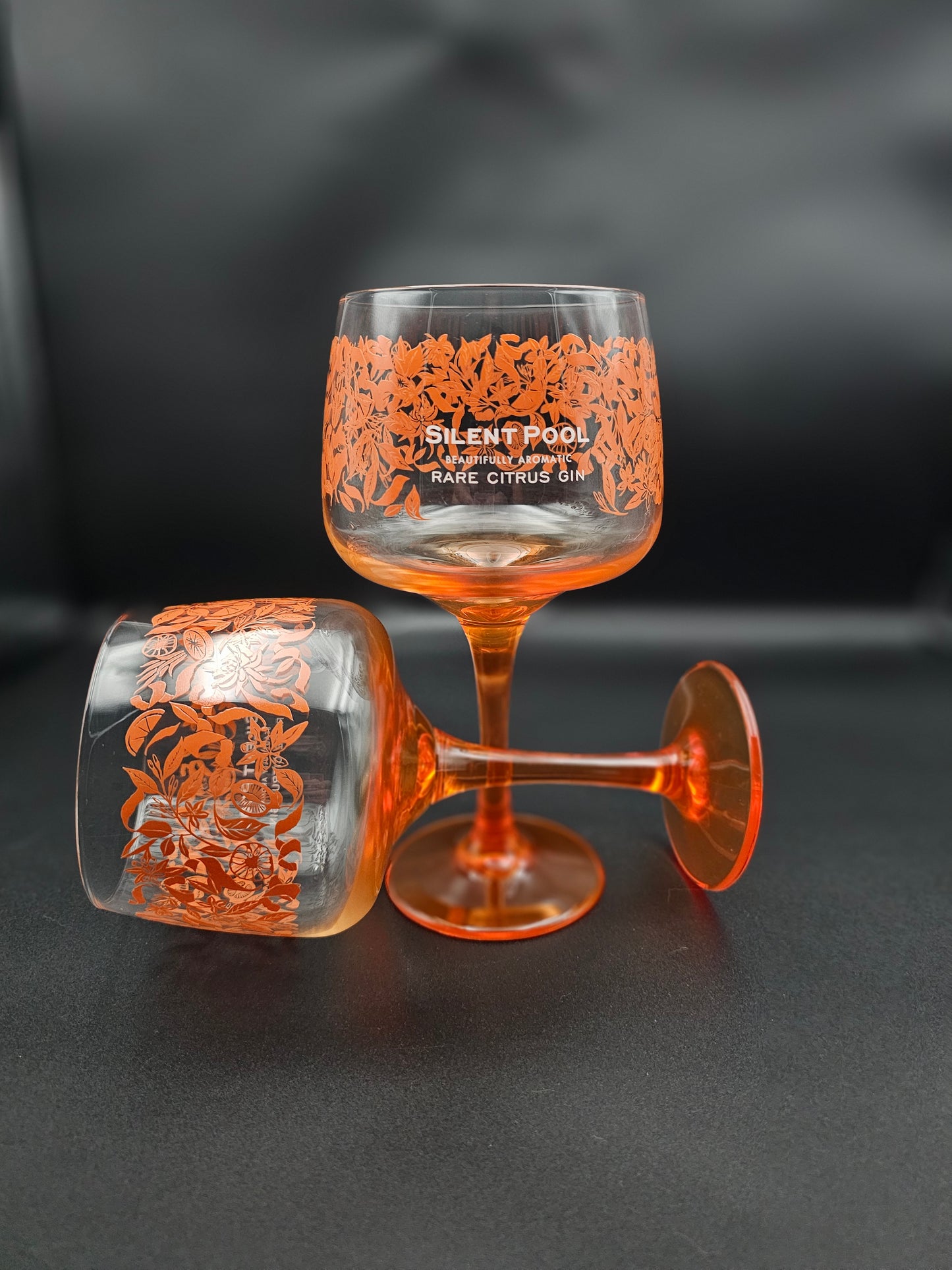 A pair of Silent Pool Citrus Copa Gin glasses