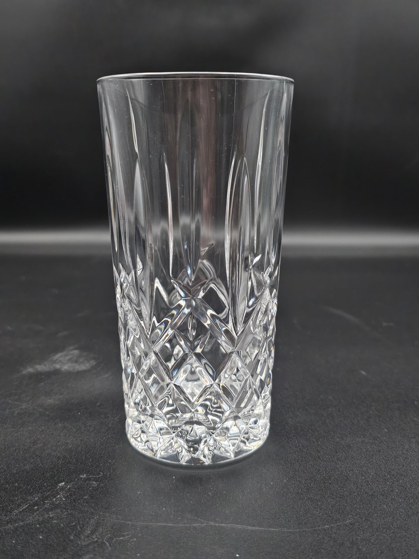 Set of 6 Crystal Hi Ball Tumblers 360ml 15cm tall. Star pattern base