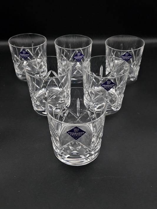 Set of 6 Edinburgh Crystal Old Fashioned/ Whisky Tumblers 9oz