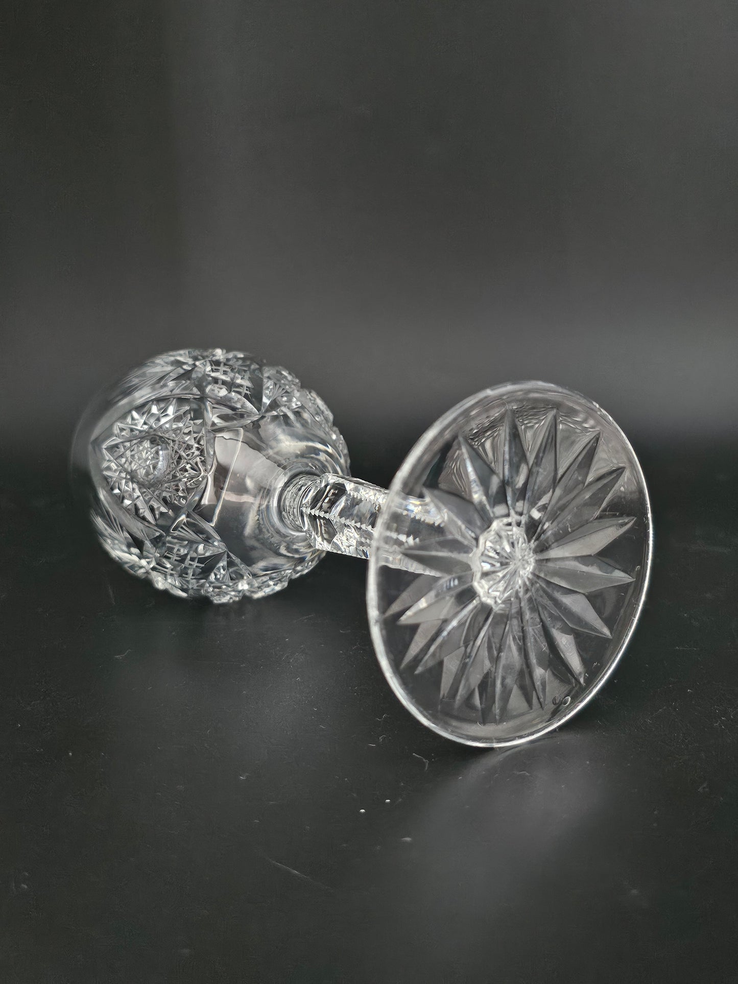 Beautiful cut Single Crystal Wine Glass. 150ml