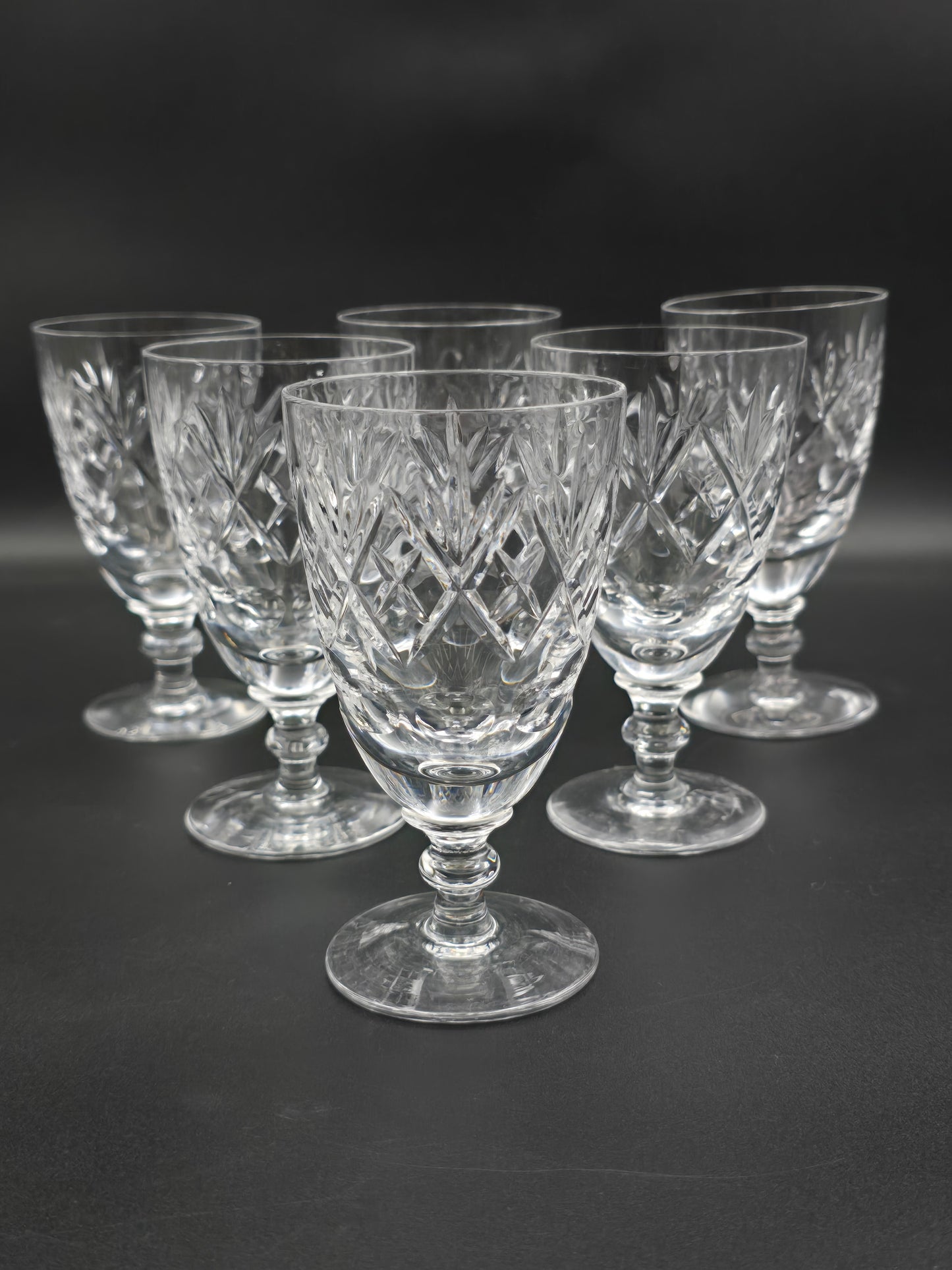 Royal Doulton Georgian Pattern Crystal wine goblets 200ml 13.5cm tall