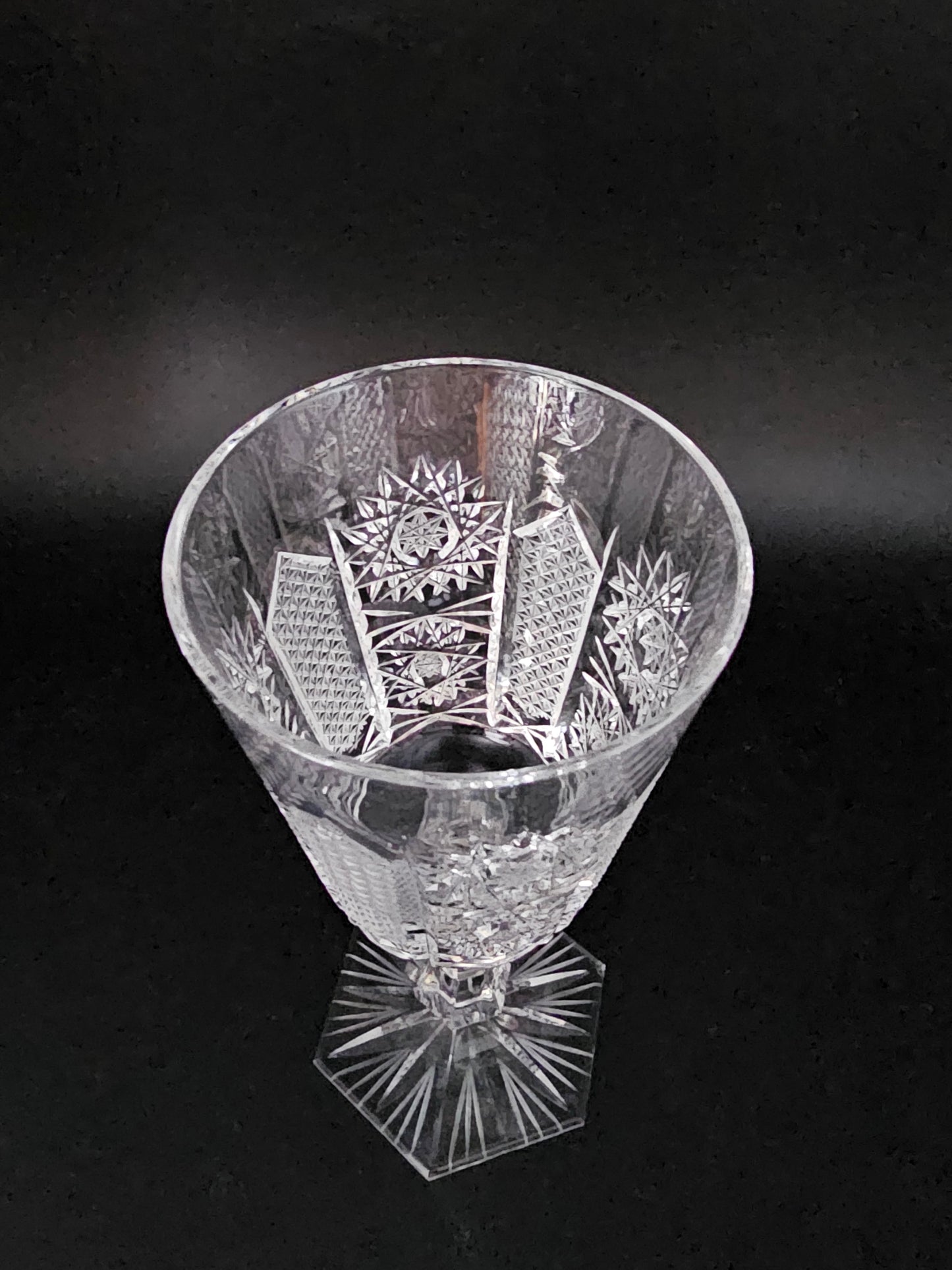 Beautiful Single Crystal Wine Glass with Hexagonal stem. 175ml