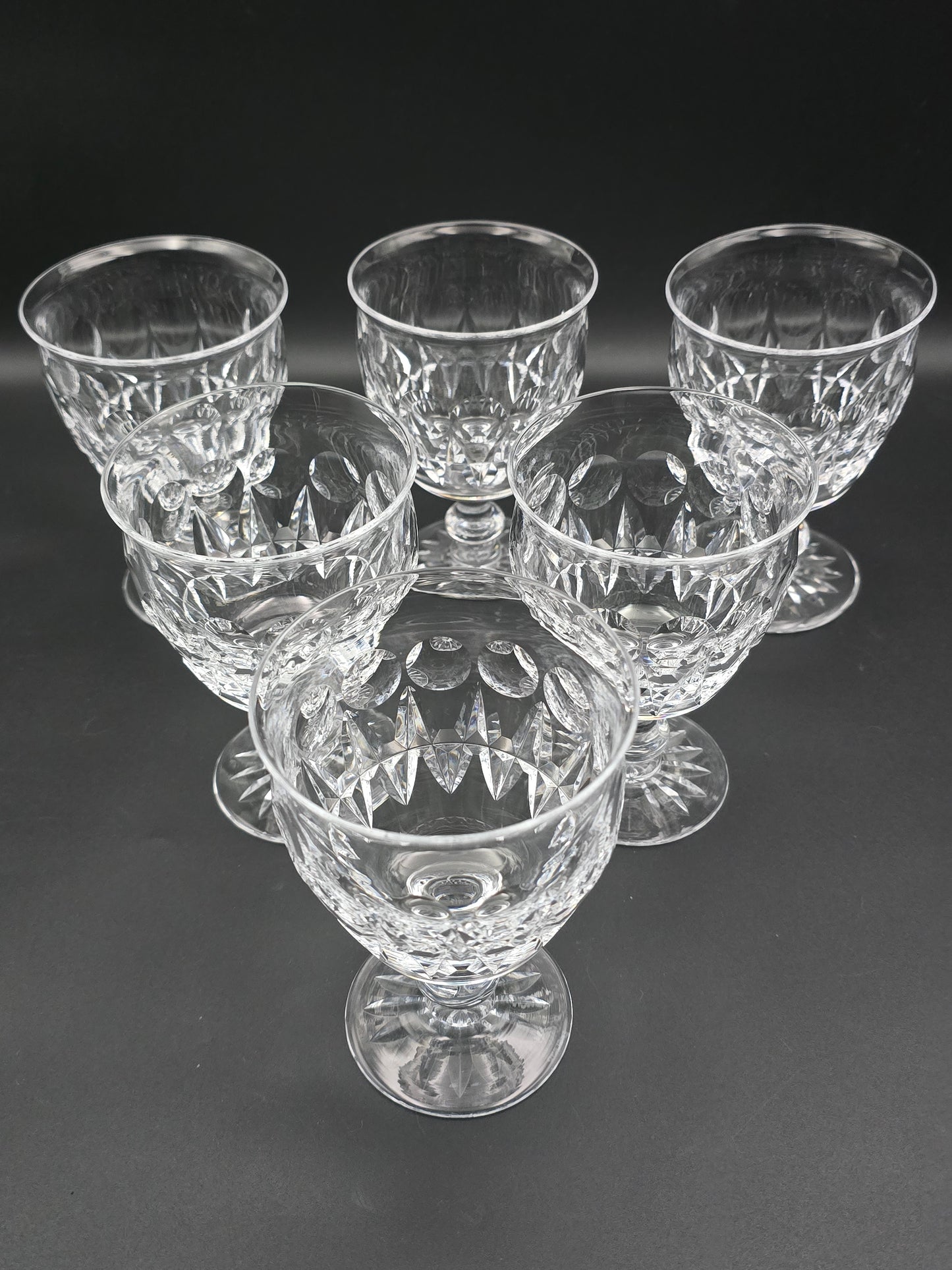Set of 6 Tudor English Crystal Large wine goblets 250ml Raleigh Pattern.