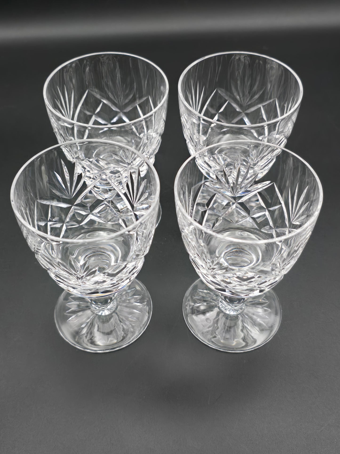 Set of 4 Stuart Crystal Ludlow Pattern Small Crystal wine glasses. 175ml