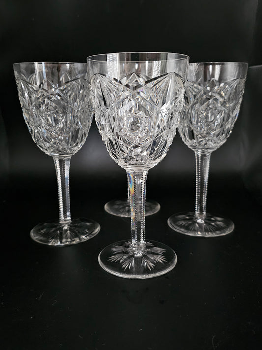 Stunning Baccarat Crystal Large Wine Glasses. 250ml Lagny Pattern. Set of 4.