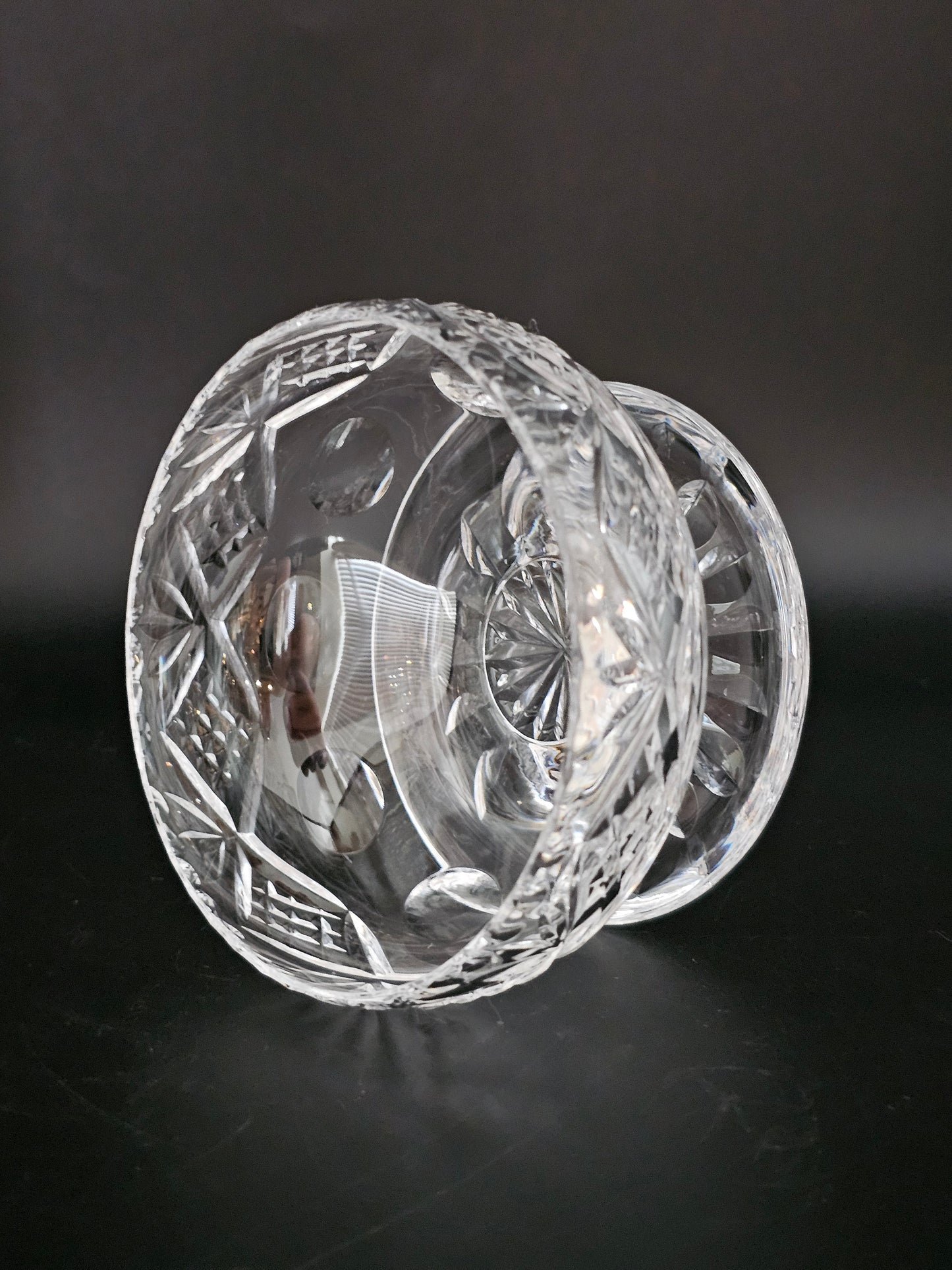 Set of 6 Royal Doulton Georgian Pattern Crystal Starter or Dessert dishes with lipped saucers.