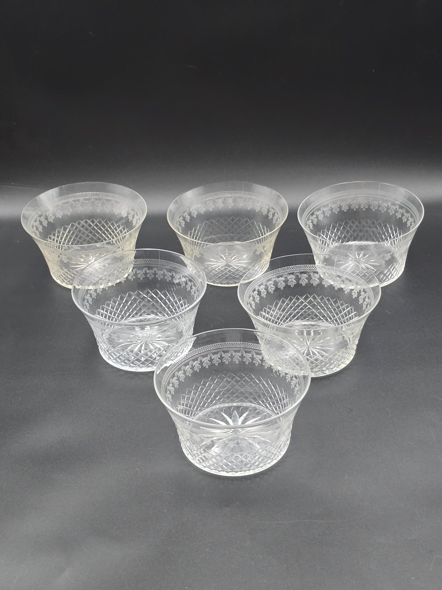 Set of 6 Lady Hamilton Pall Mall Crystal Bowls. 11.5cm wide.