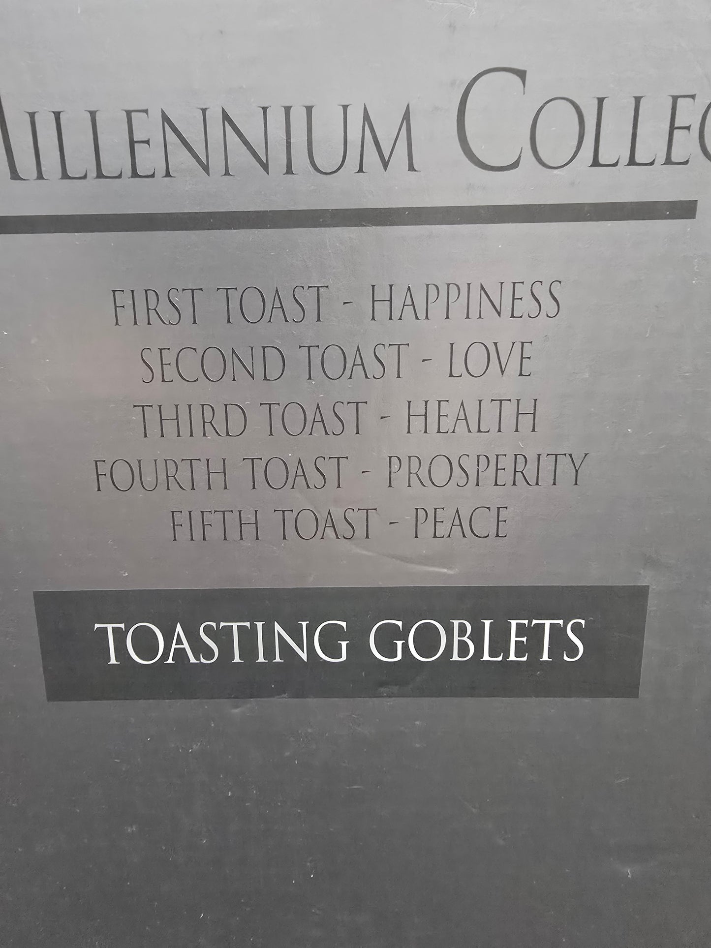 Waterford Crystal The Millennium Collection Toasting Goblets Pair. Fifth Toast - Peace. Boxed