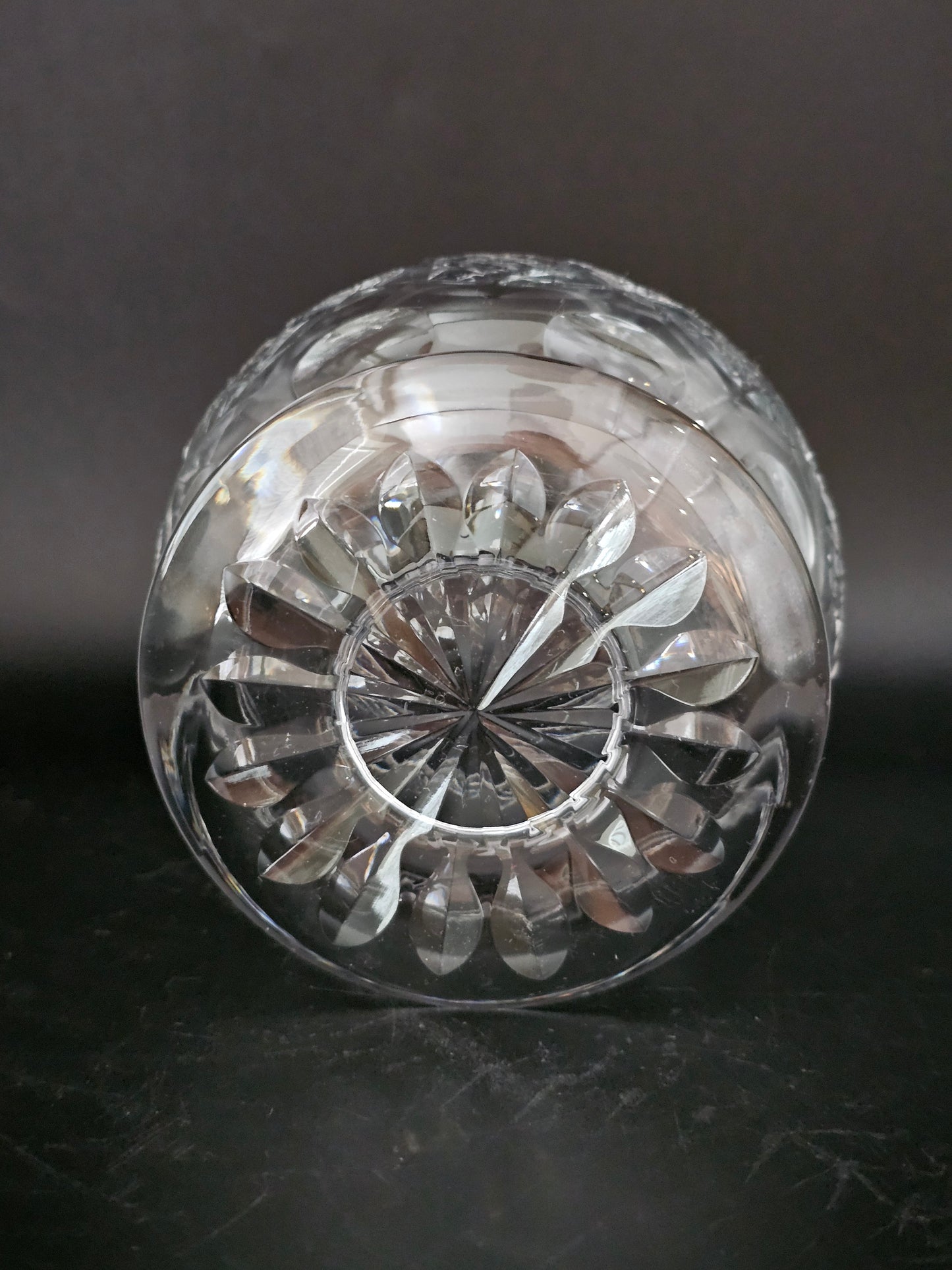 Set of 6 Royal Doulton Georgian Pattern Crystal Starter or Dessert dishes with lipped saucers.