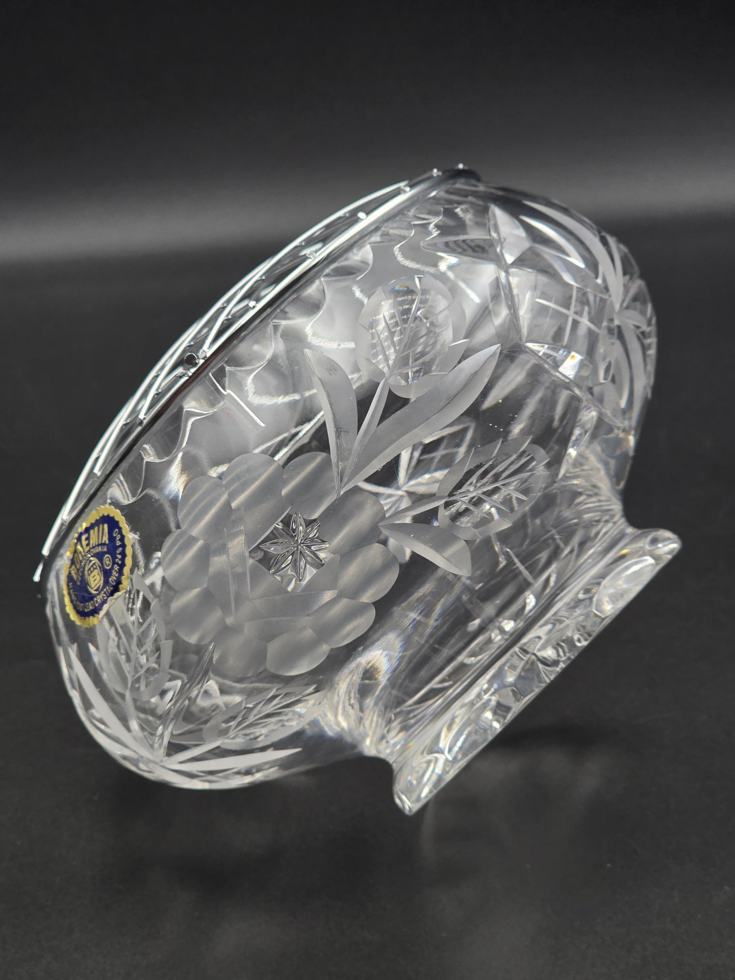 Bohemian Crystal Rose bowl. 5.5"