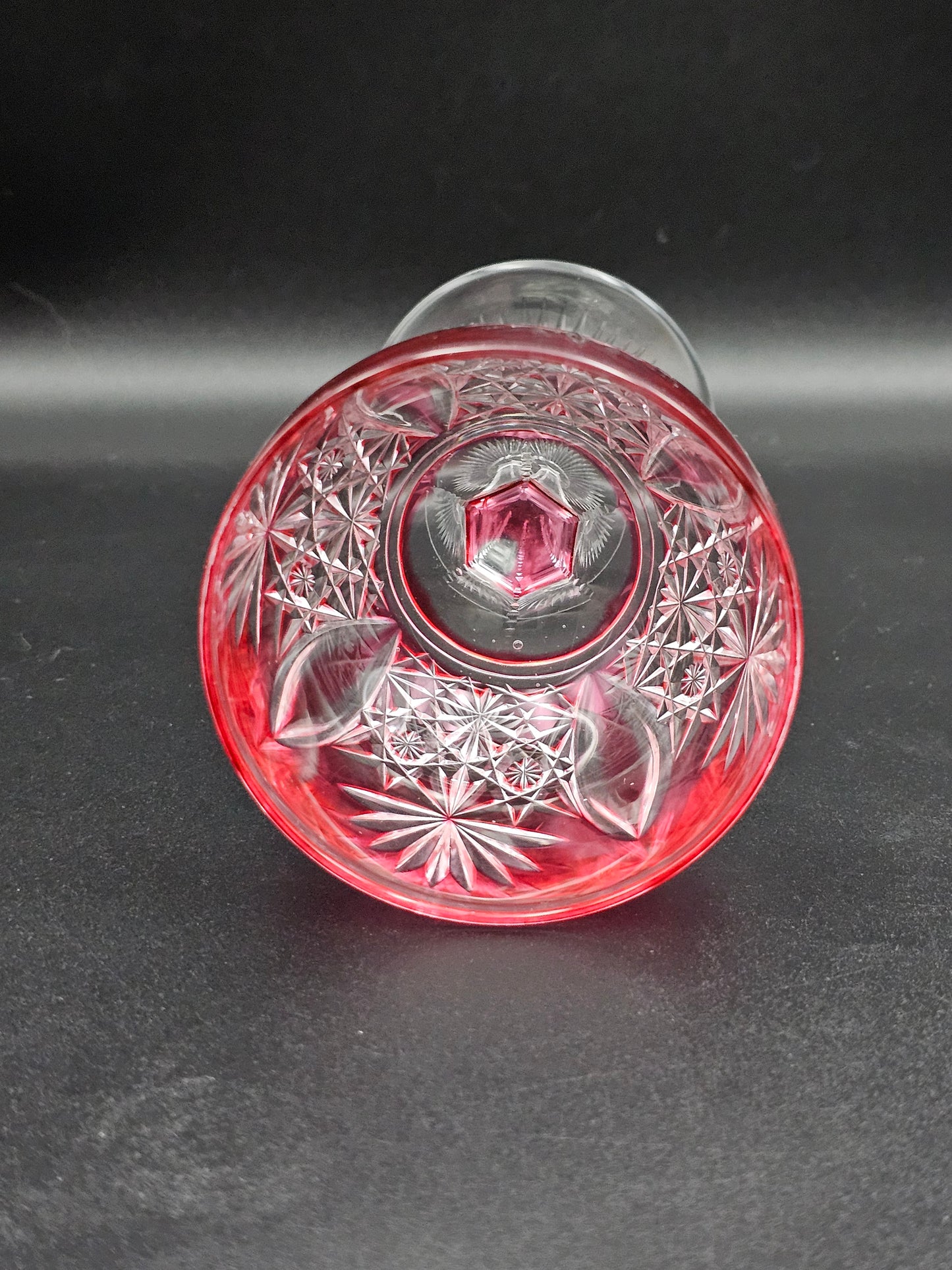 Beautiful set of 6 Cranberry Pink Crystal Coupes 150ml