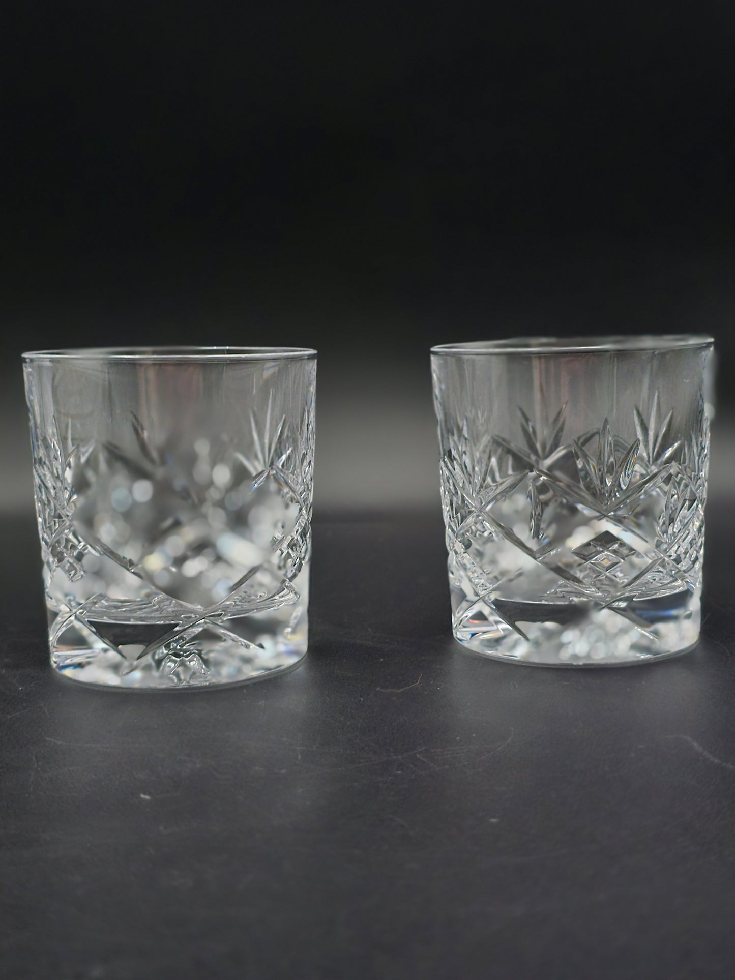 Vintage Heavy-Cut Lead Crystal Tumblers – 10 oz 8.5 cm Tall, Ideal for Whisky, Water or Juice
