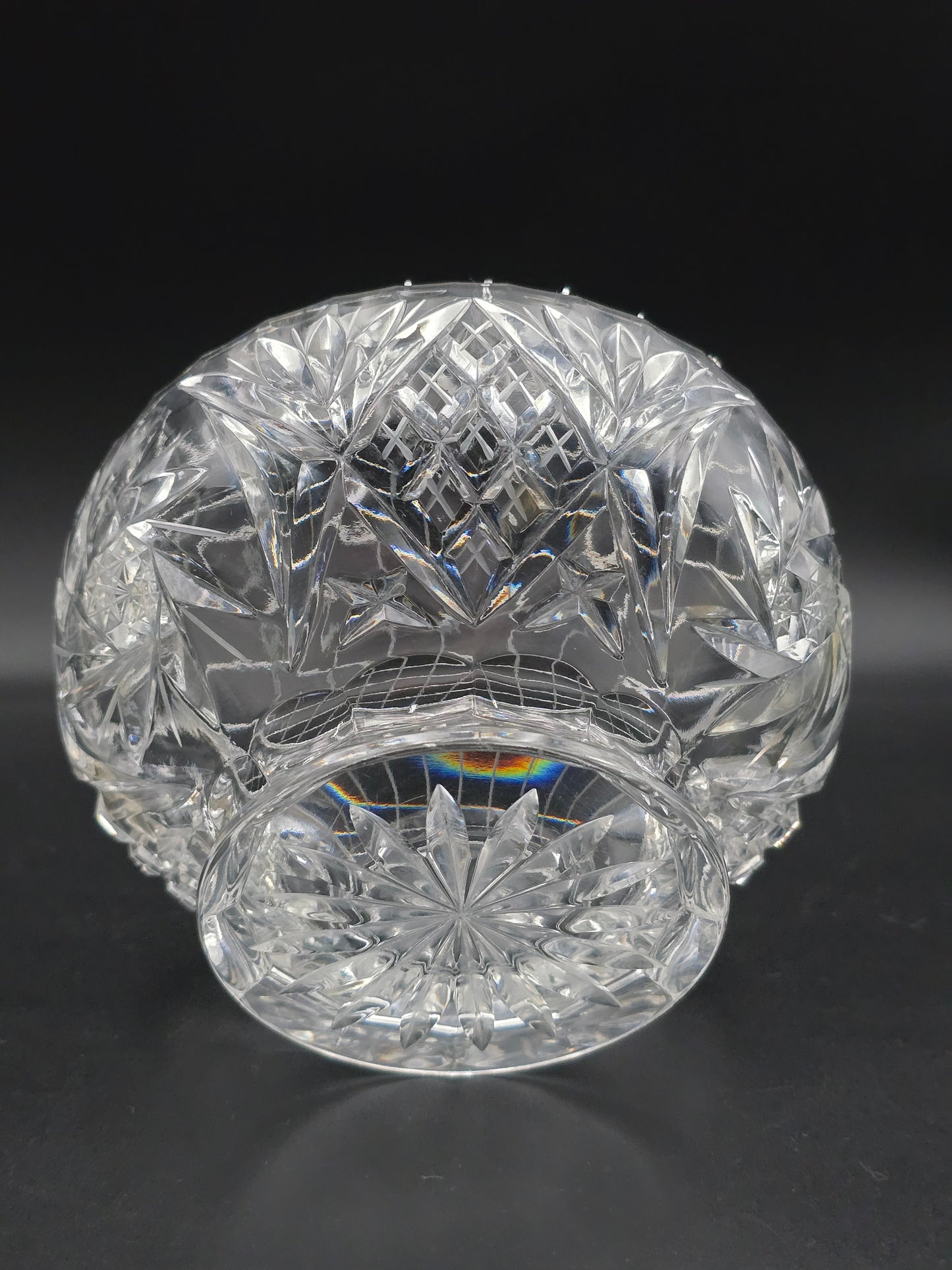 Vintage Hand-Cut Lead Crystal Rose Bowl | 15cm Wide, Star-Cut Base | 20th Century