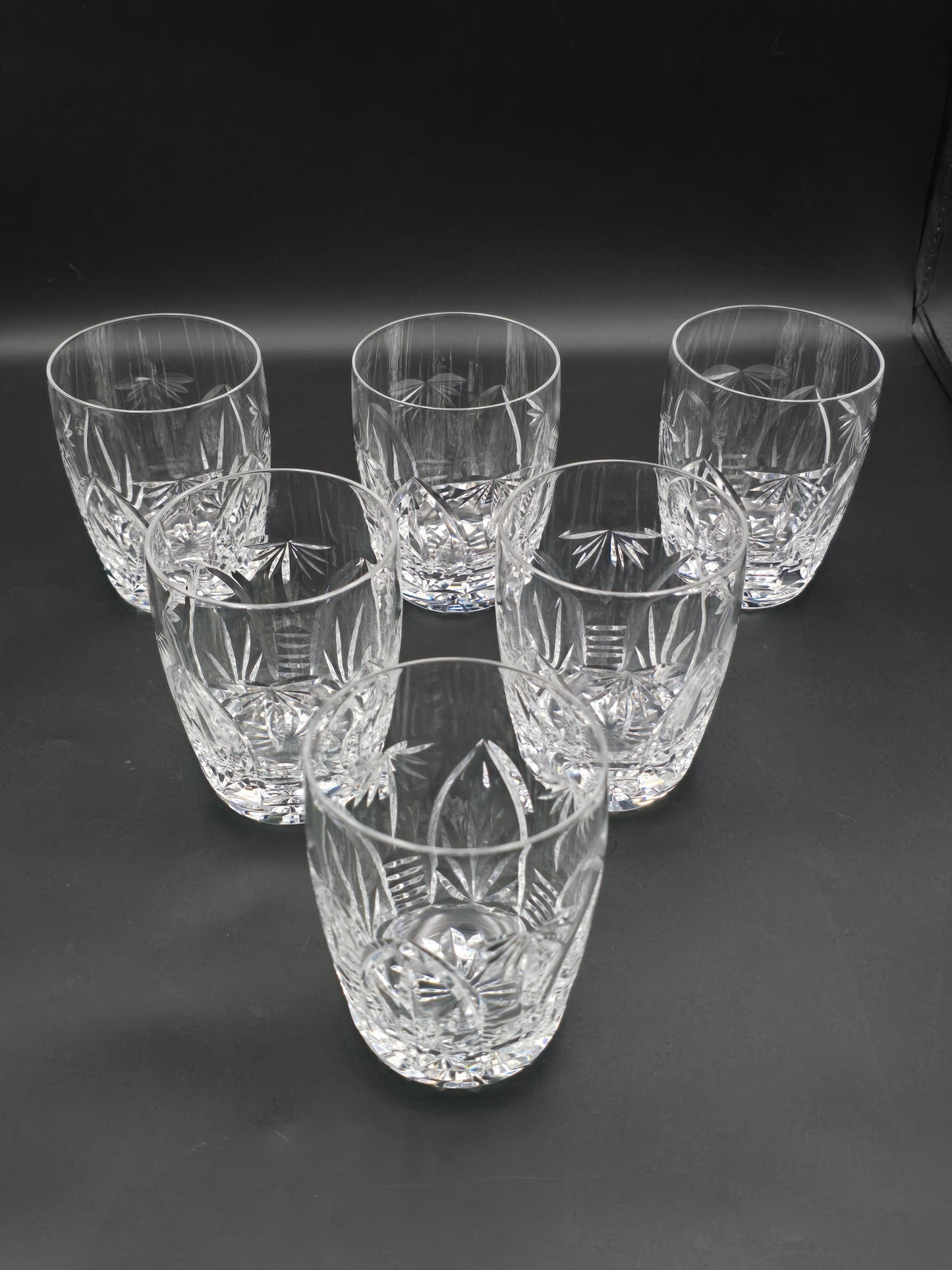 Set of 6 Webb Corbett Gothic Pattern Crystal tumblers. 10oz