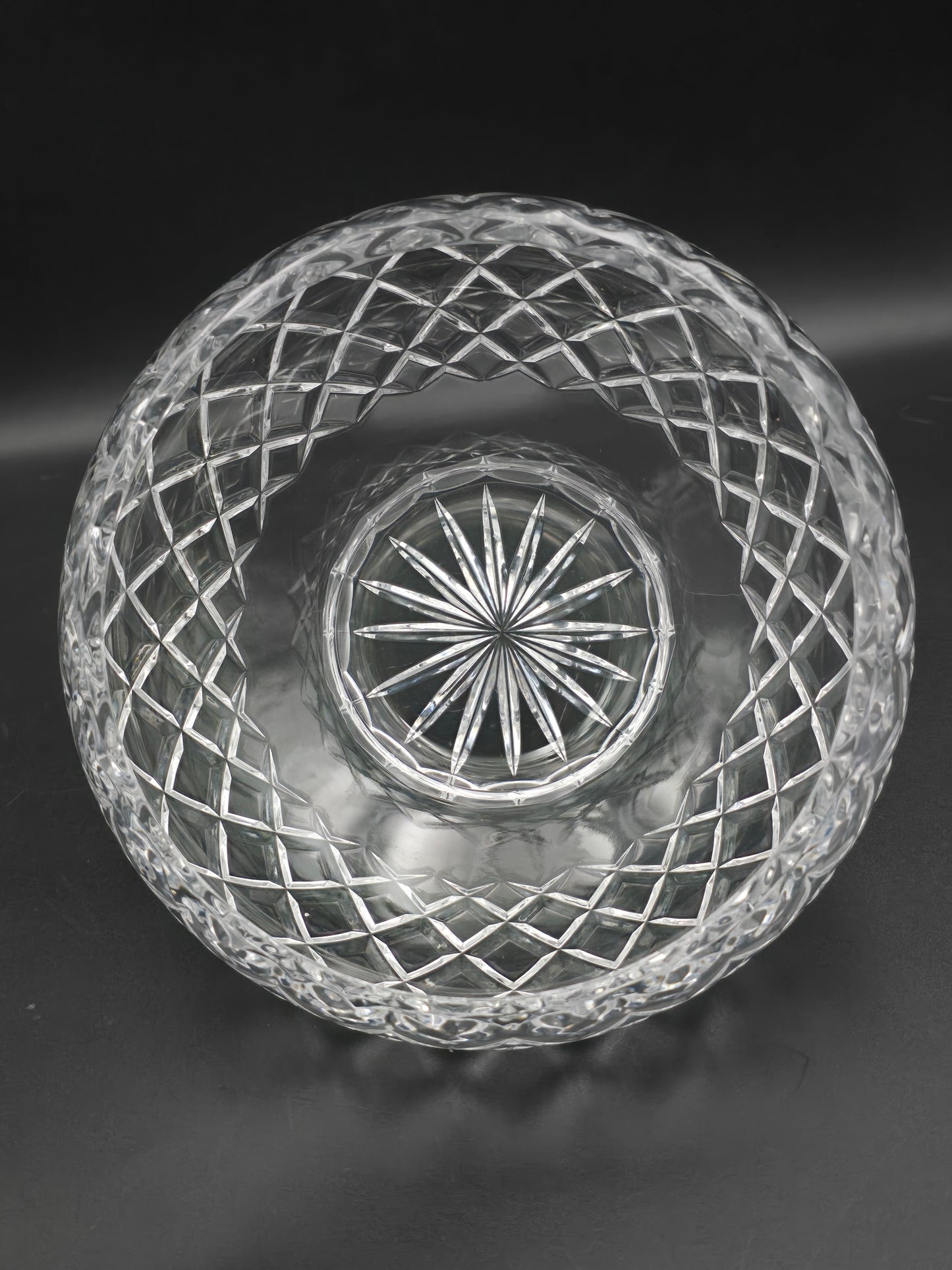 Beautiful Vintage Large Crystal Rose Posy Bowl. 16.5cm wide.