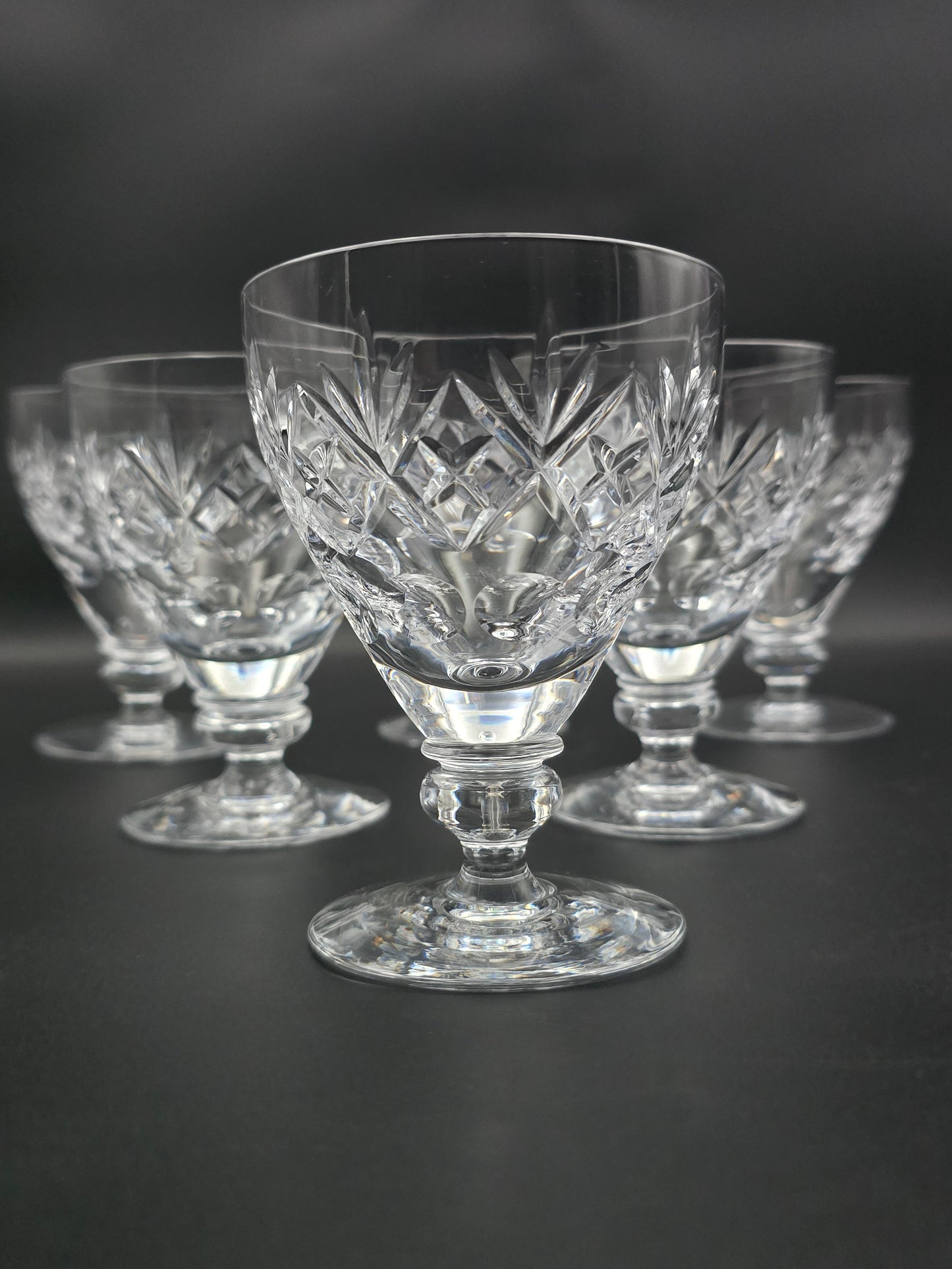Royal Doulton Georgian Pattern set of 6 Crystal Wine goblets 250ml