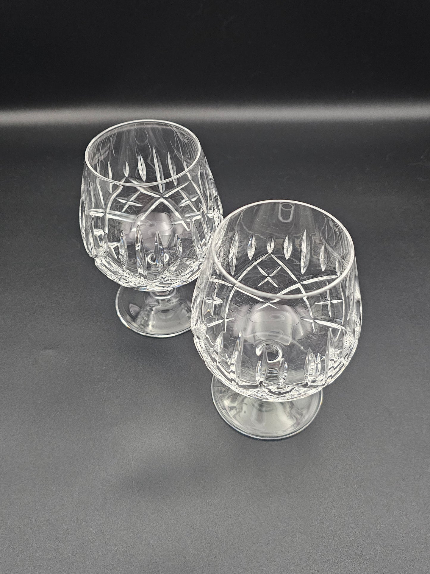 Pair of Crystal Cognac Brandy Glasses 11oz