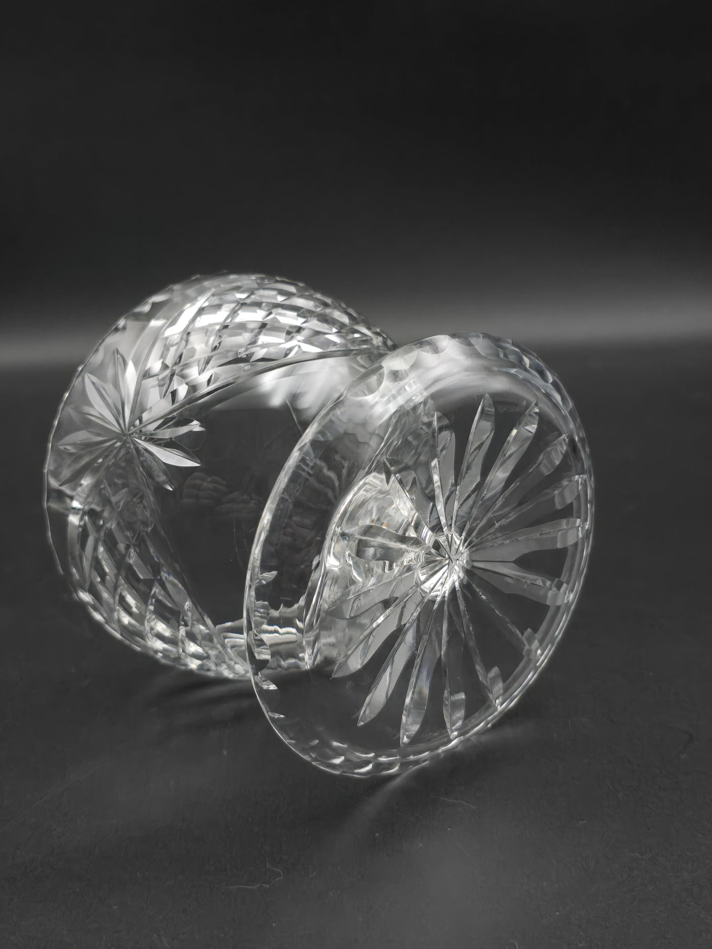 Beautiful vintage set of 6 Lipped Crystal starter or dessert saucer bowls