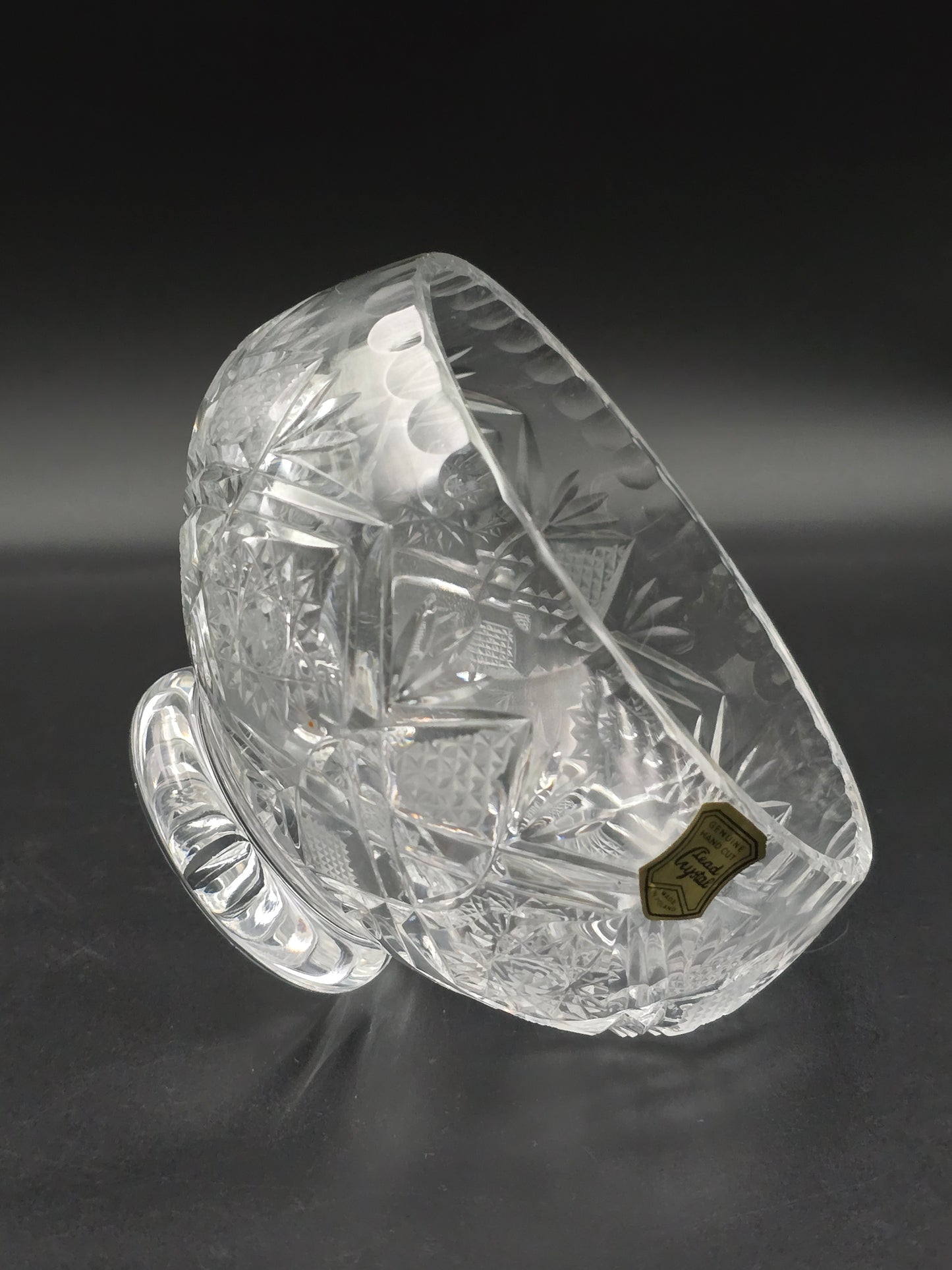 Vintage Lead Crystal Rose Posy Bowl with Star-Cut Base, 5.5" Tall, Elegant Table Vase, Likely Czech Bohemia Crystal