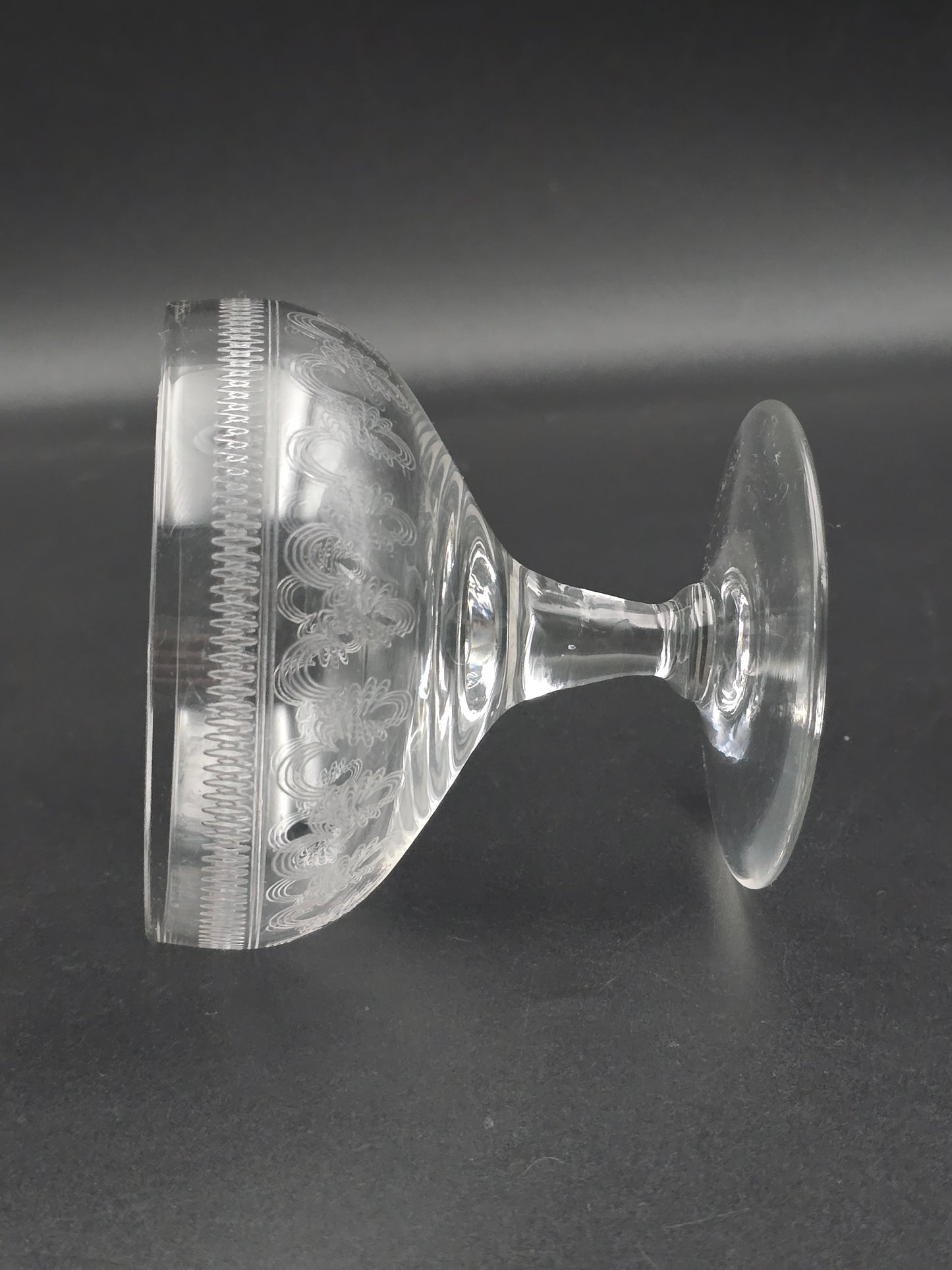 Elegant trio Lady Hamilton Pall Mall Crystal Champagne Coupes. 200ml