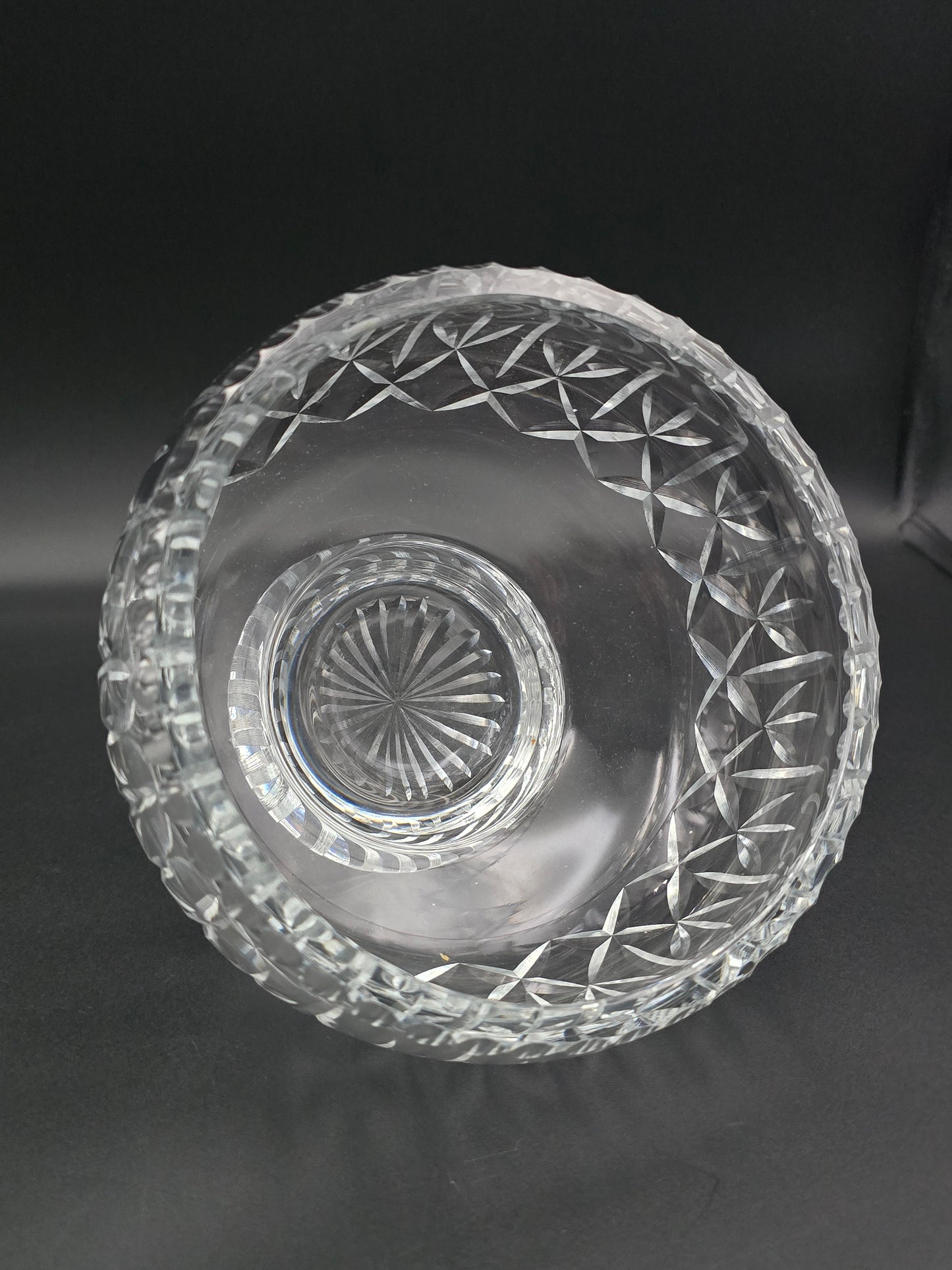 Vintage Mid-Century Cut Crystal Posy Bowl – Fan‑Style Base – 15 × 16 cm Sparkling Centrepiece
