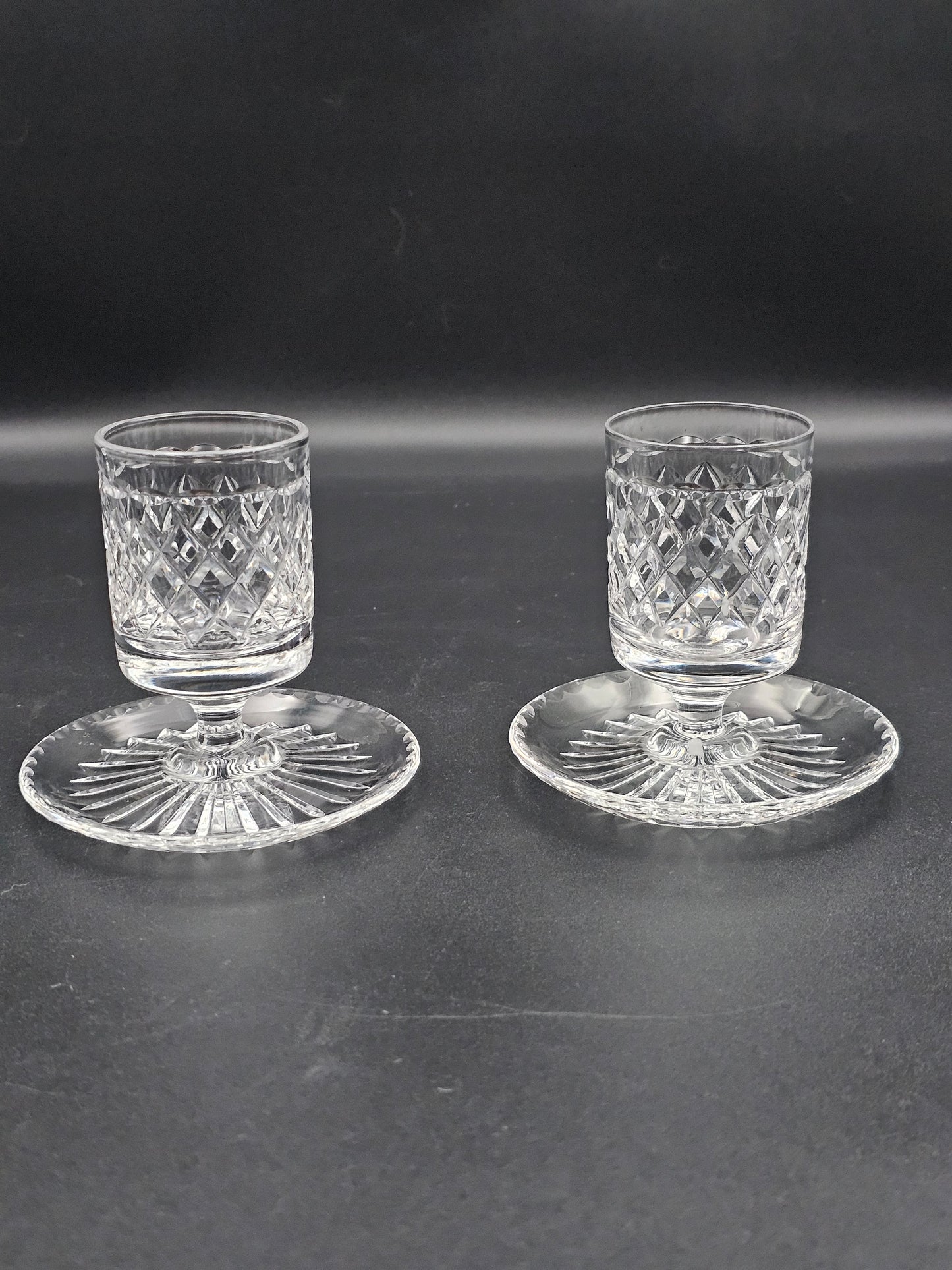 Beautiful pair of Crystal Candle Holders 4cm rim diameter