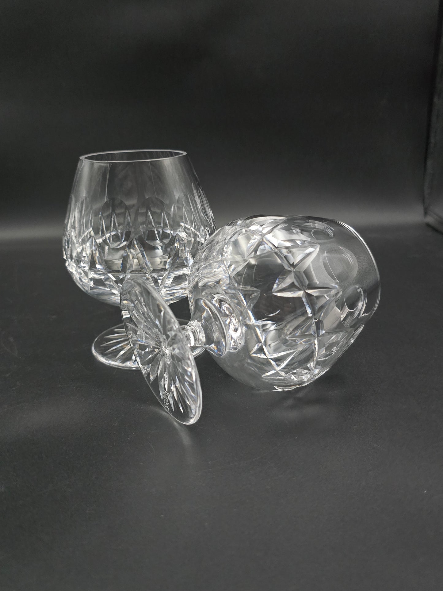 Pair of Tudor Crystal Raleigh Pattern English Crystal Brandy glasses 11oz