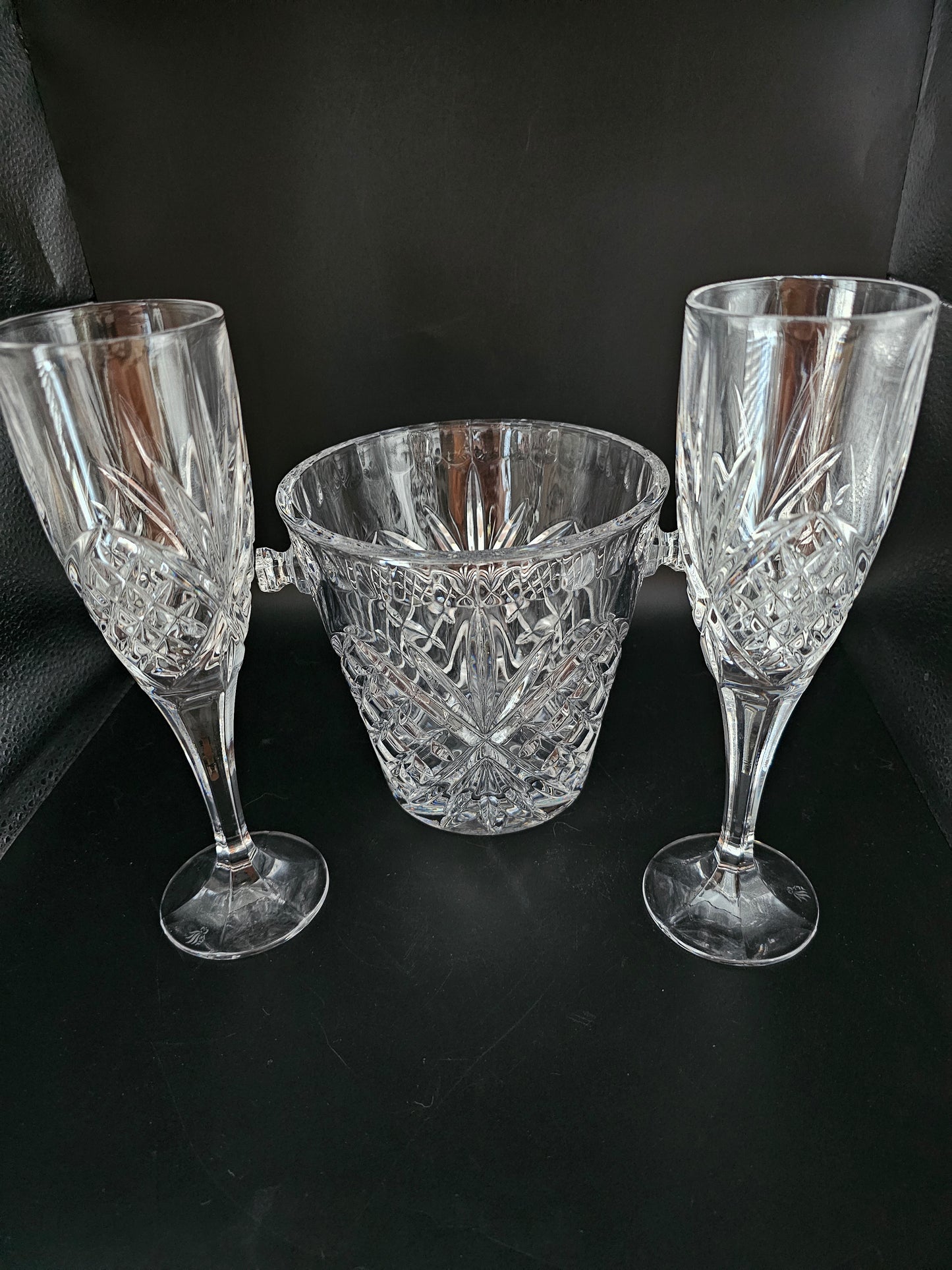 Royal Doulton Crystal Champagne Flutes & Ice Bucket set.
