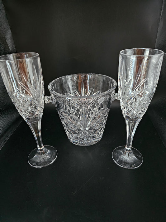 Royal Doulton Crystal Champagne Flutes & Ice Bucket set.