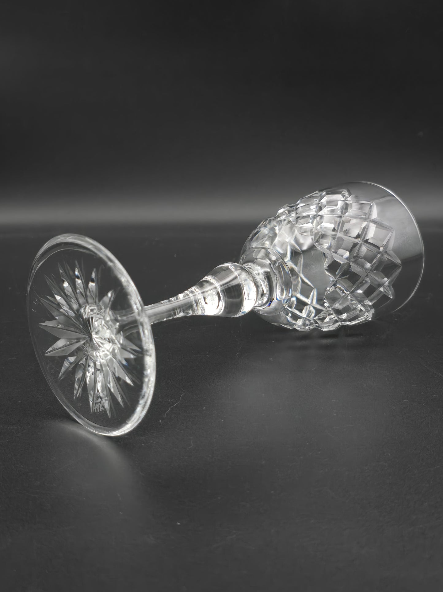 Set of 4 English Crystal Wine glasses. Webb Thomas. Dennis Diamonds pattern. 175ml