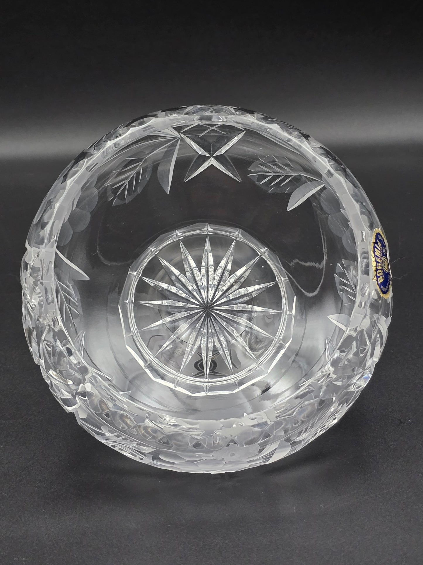 Bohemian Crystal Rose bowl. 5.5"