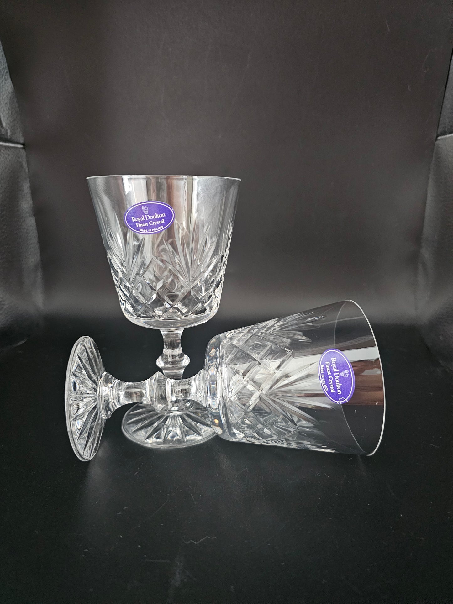 Pair of Royal Doulton Crystal Wine glasses 250ml