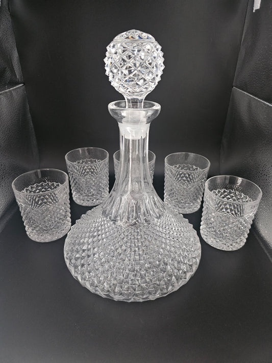 Ships Decanter and 5 Tumbler Glasses set