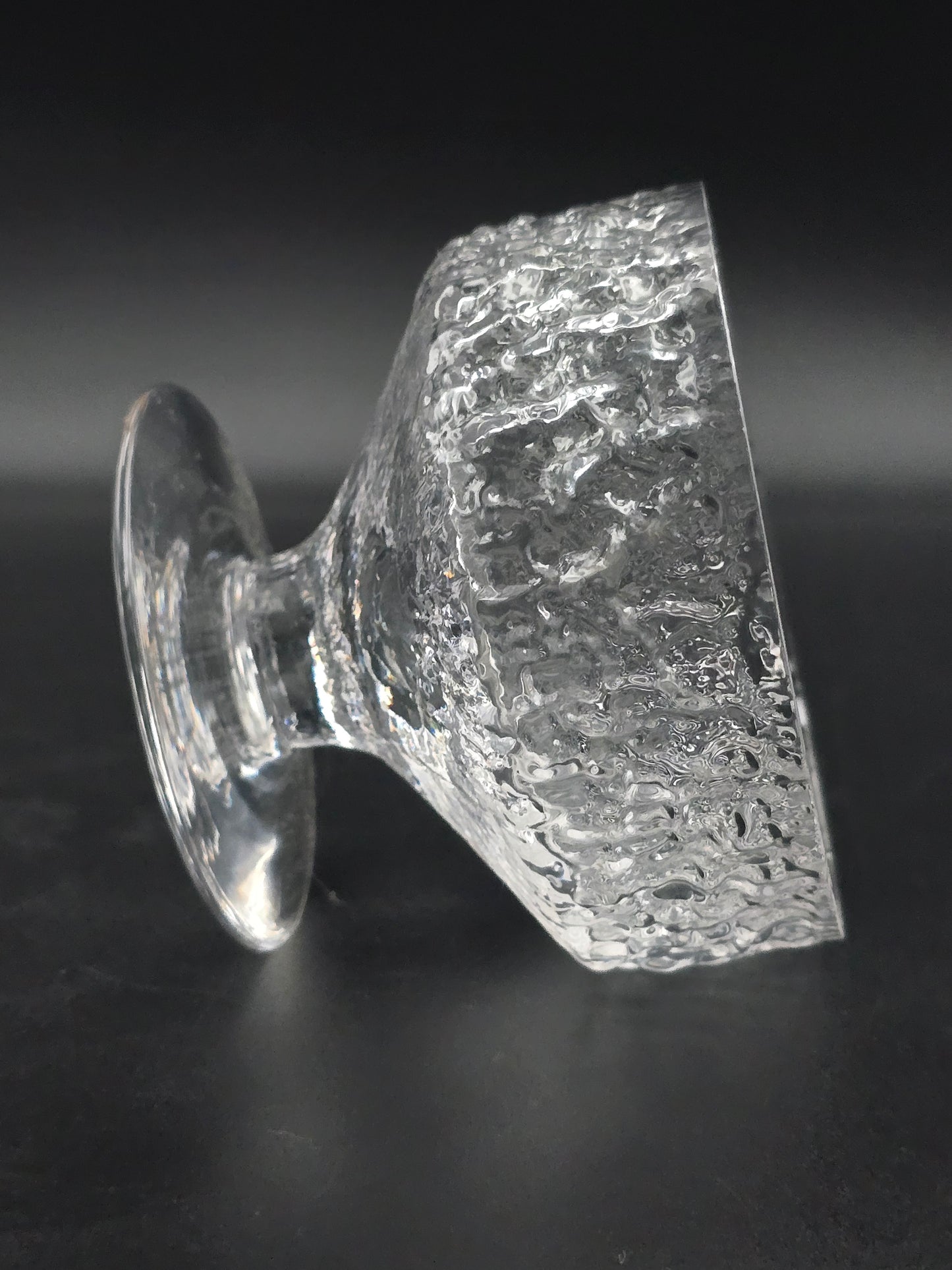 Set of 6 Whitefriars “Glacier/Bark” Dessert Bowls by Geoffrey Baxter – Mid‑Century Textured Glass, Perfect Condition