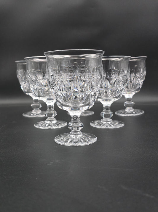 Set of 6 Tudor English Crystal Large wine goblets 250ml Raleigh Pattern.