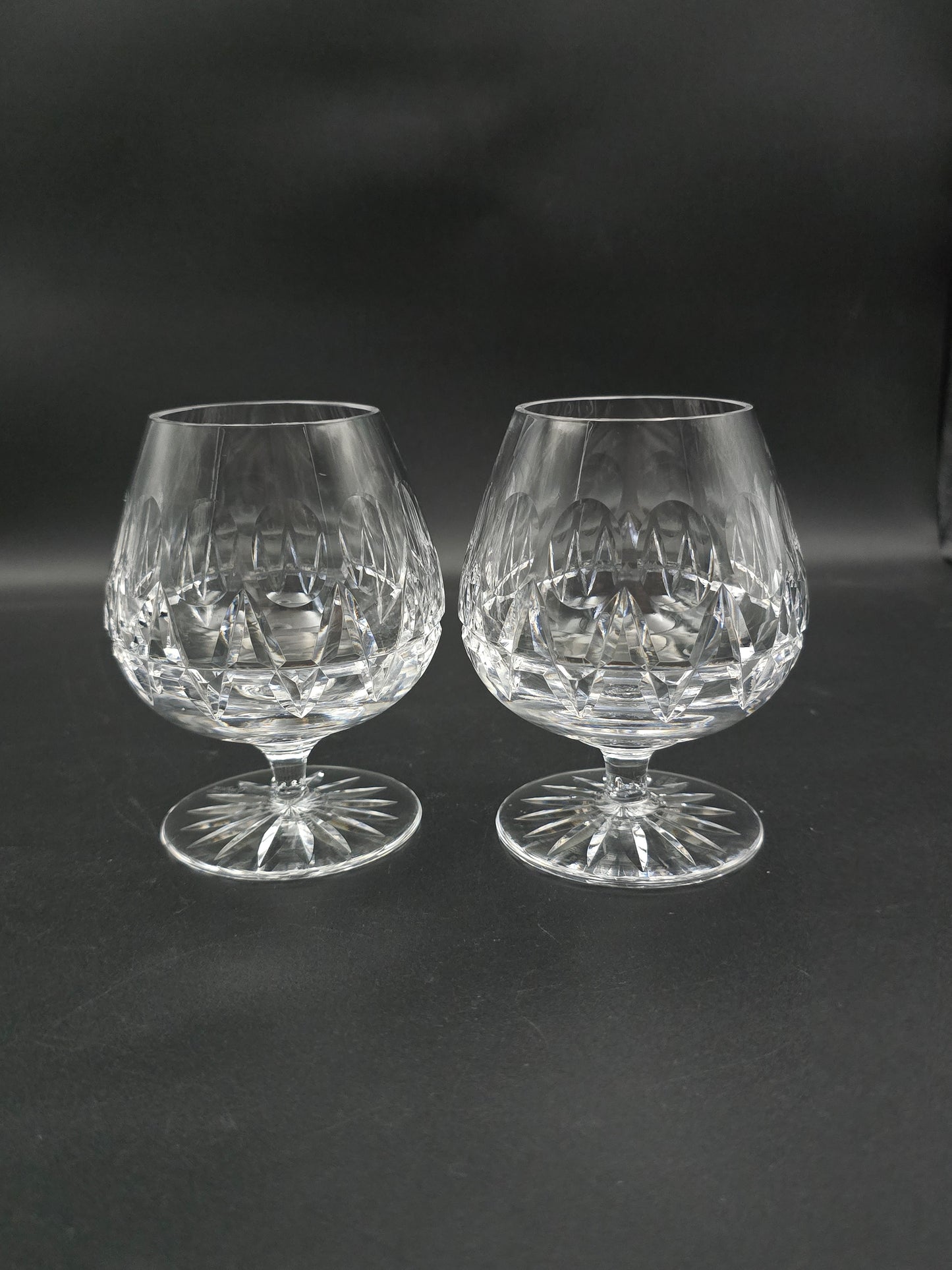 Pair of Tudor Crystal Raleigh Pattern English Crystal Brandy glasses 11oz