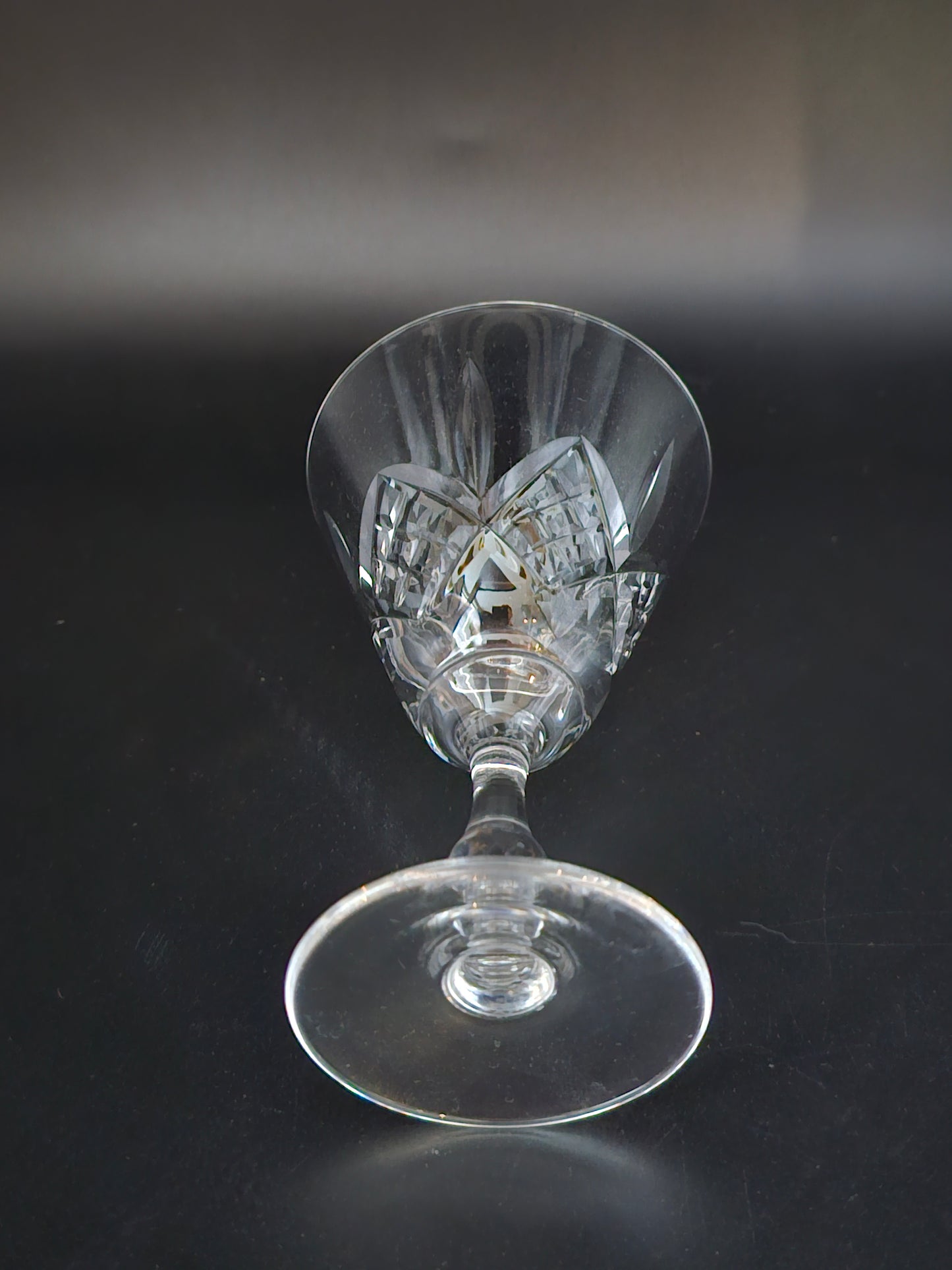 Set of 6 Vintage Stuart Crystal Glengarry Pattern Crystal Sherry glasses. 100ml