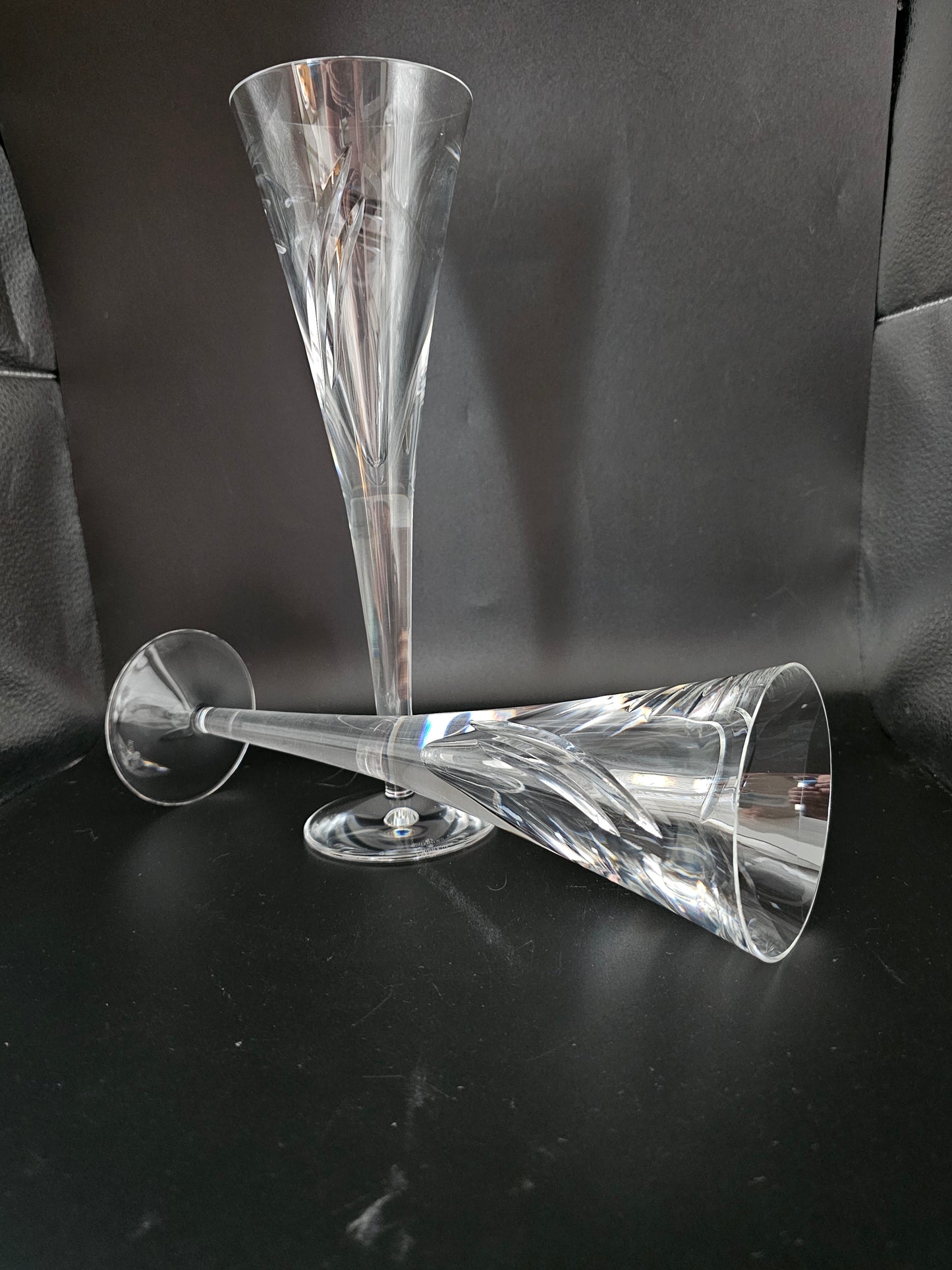 Waterford Crystal Limited Edition Champagne Flutes. John Rocha Millennium MM. Boxed.