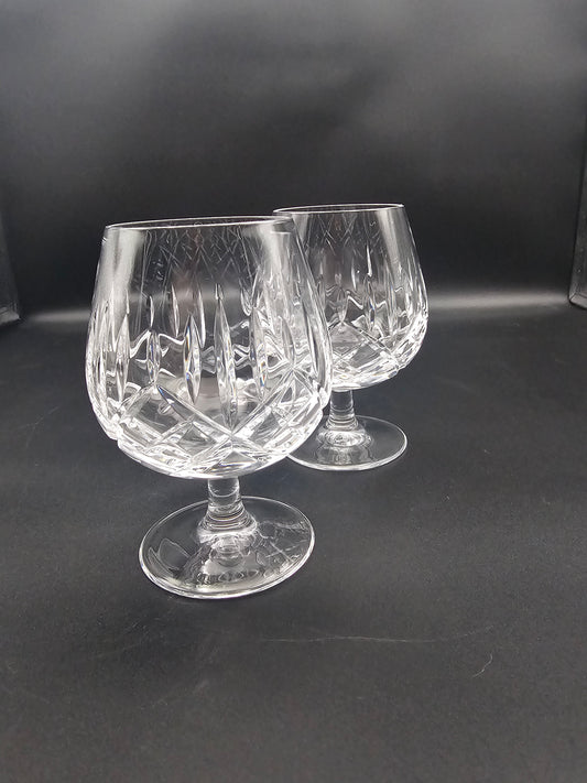 Pair of Crystal Cognac Brandy Glasses 11oz