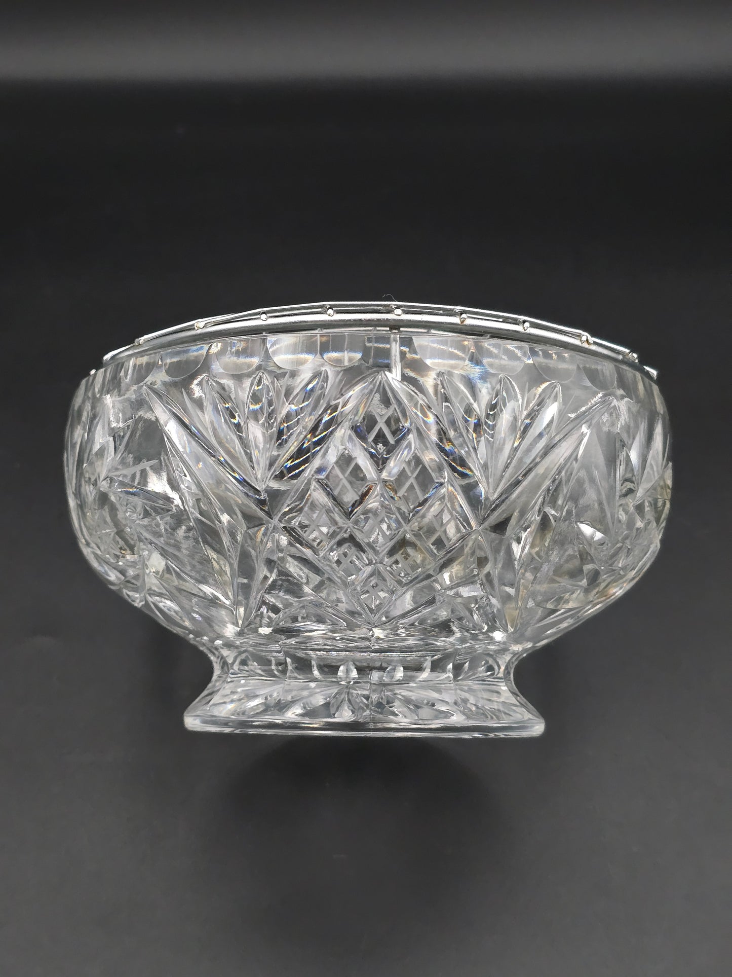 Vintage Hand-Cut Lead Crystal Rose Bowl | 15cm Wide, Star-Cut Base | 20th Century