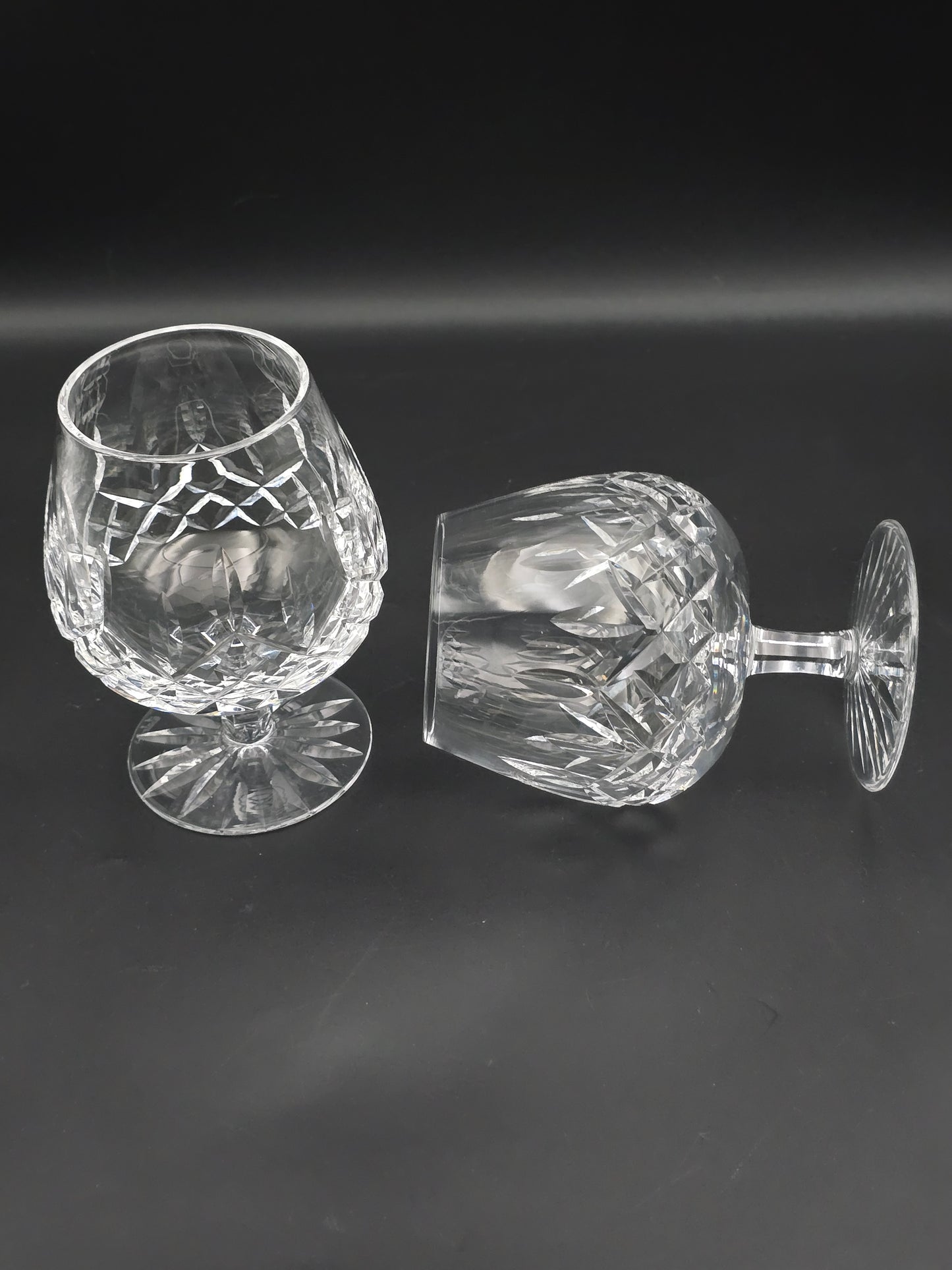 Waterford Lismore Irish Crystal pair of large Brandy or Cognac glasses 14oz